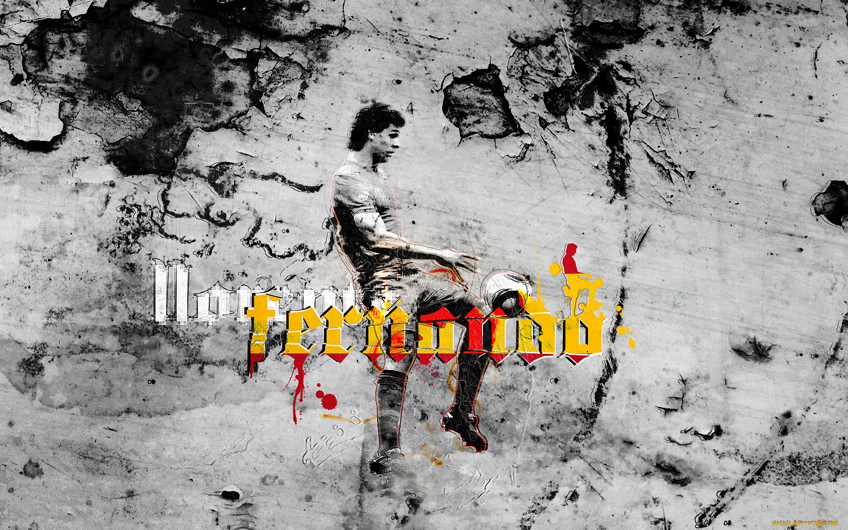 спорт, 3d, рисованные, стена, футбол