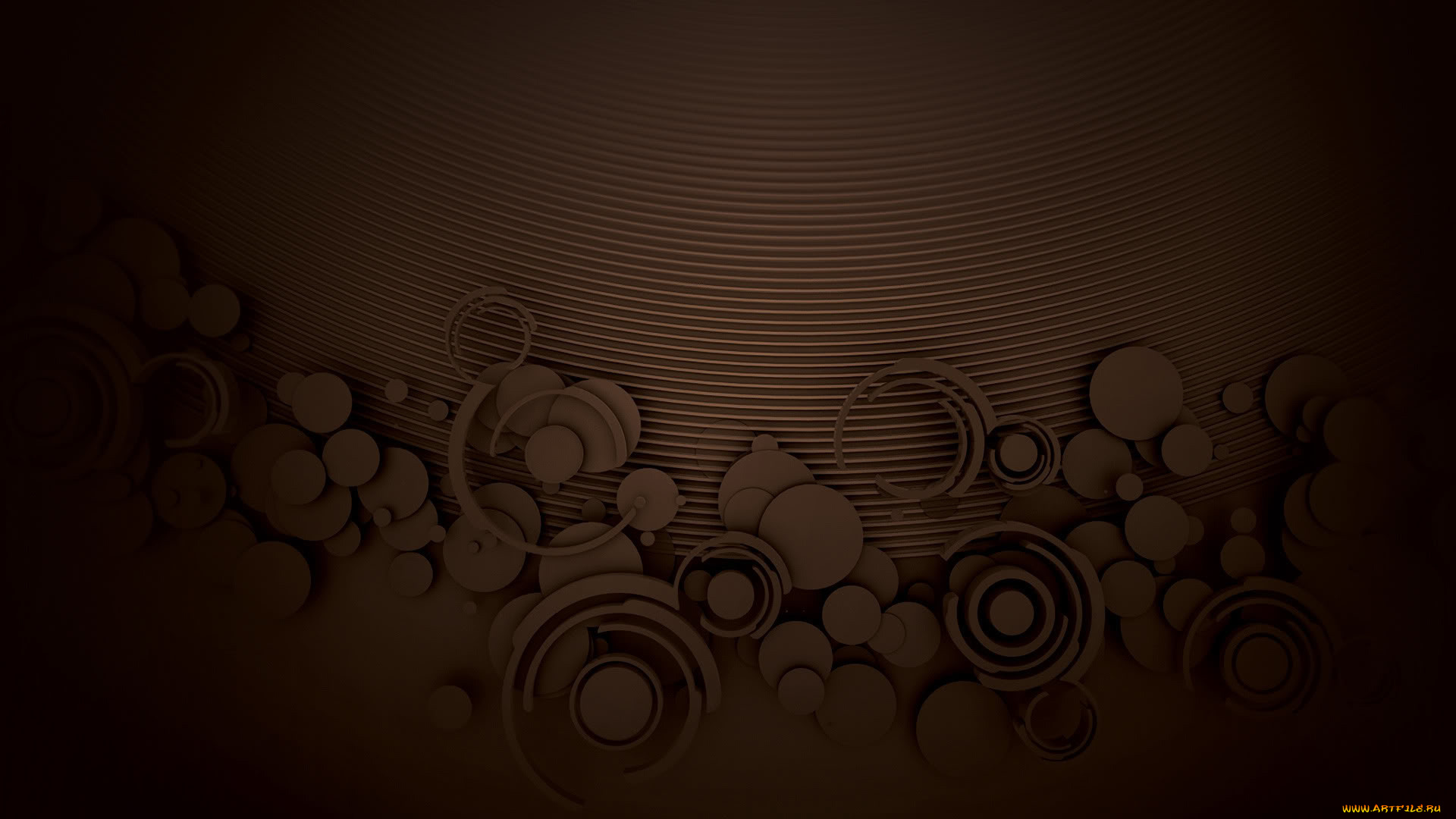 3д, графика, fractal, фракталы, коричневый, круги, узор