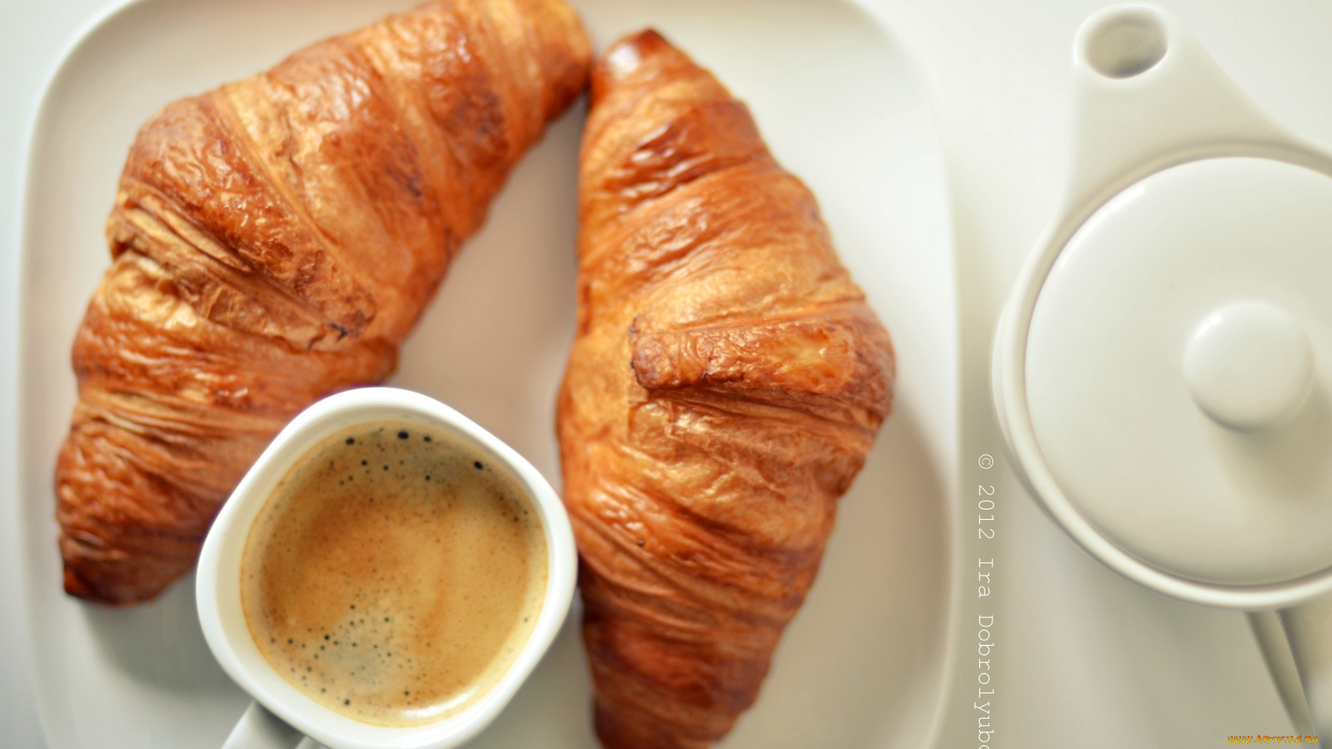 еда, кофе, кофейные, зёрна, завтрак, чашка, круассаны