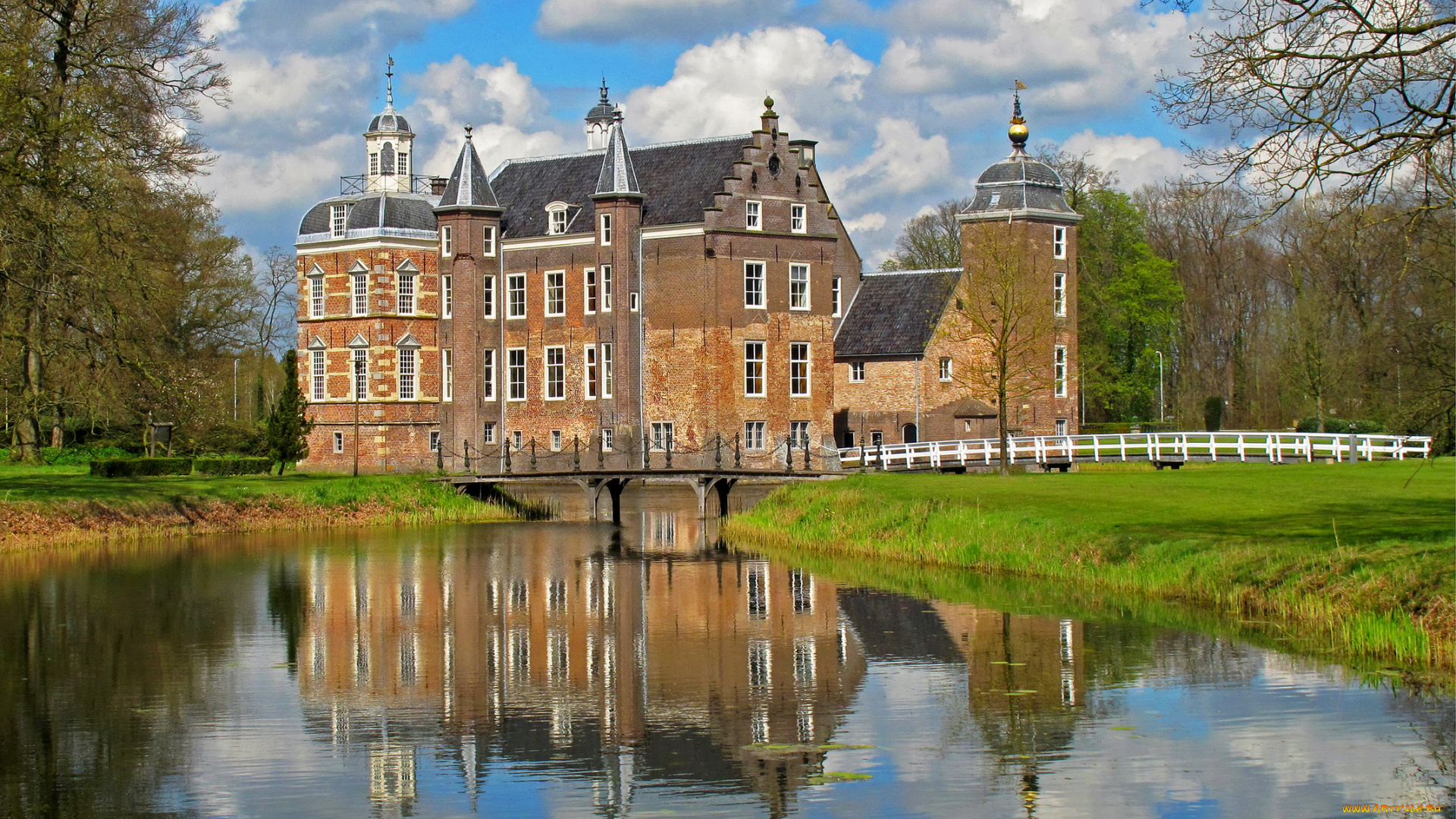 нидерланды, castle, ruurlo, города, дворцы, замки, крепости, водоем, замок