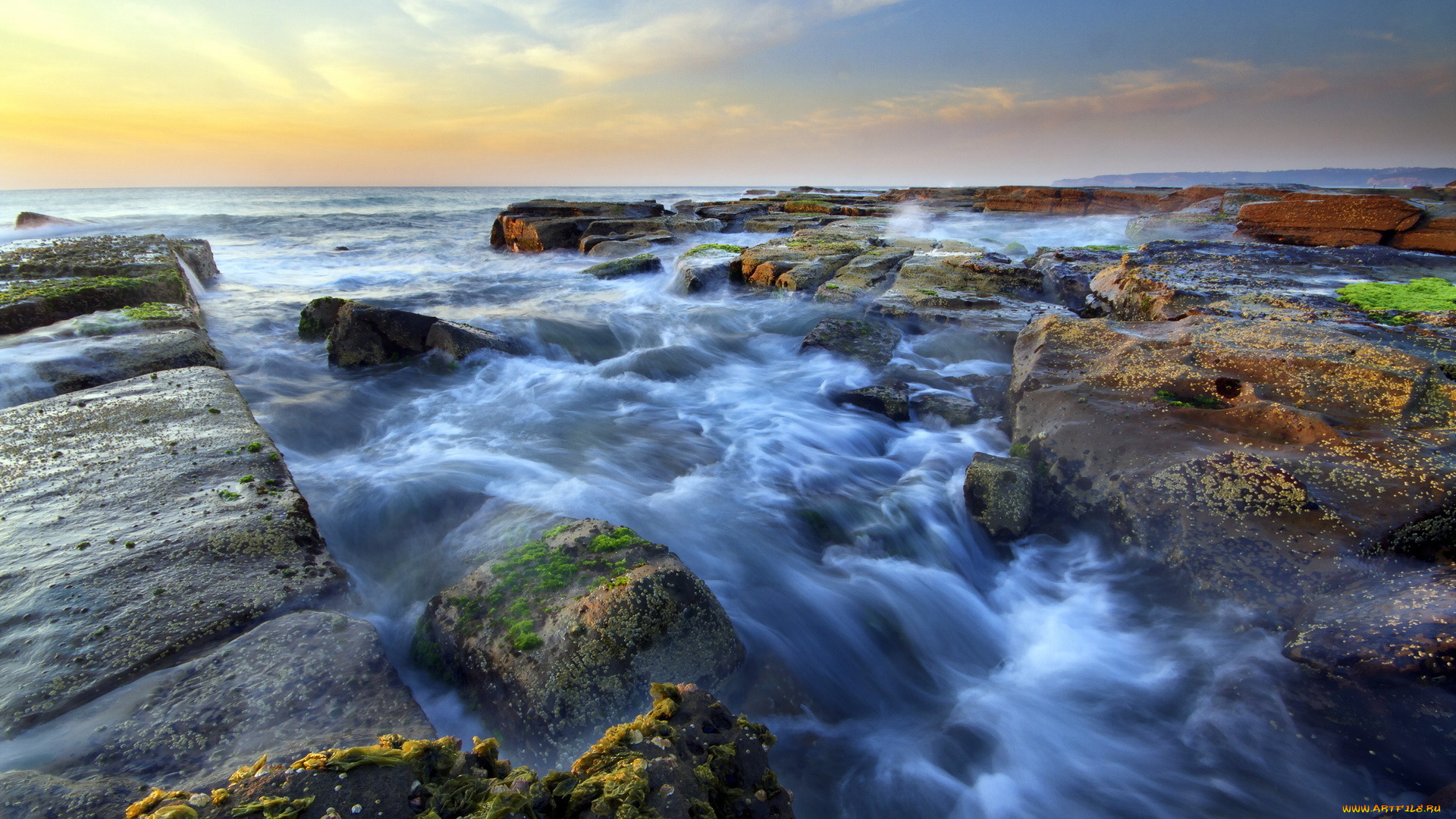 природа, побережье, море, камни