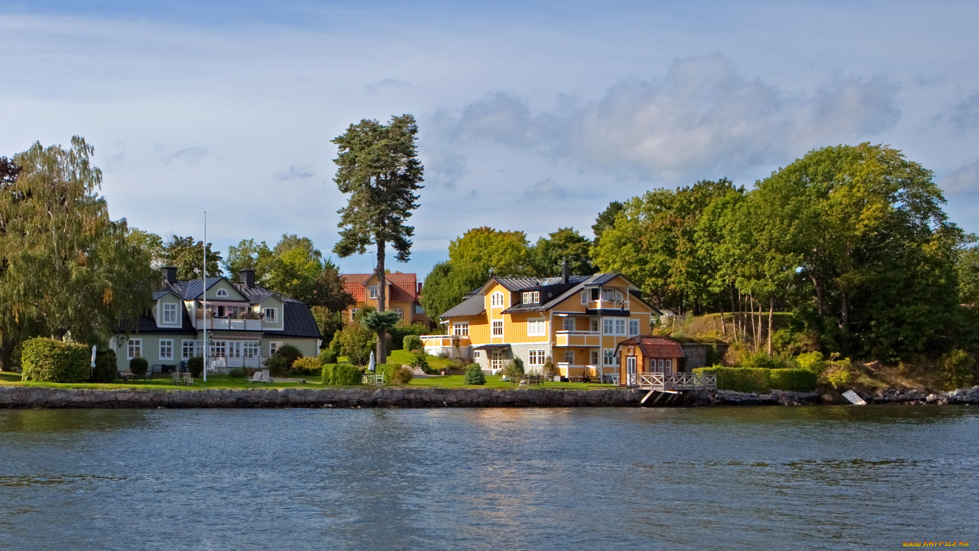 швеция, vaxholm, города, пейзажи, набережная