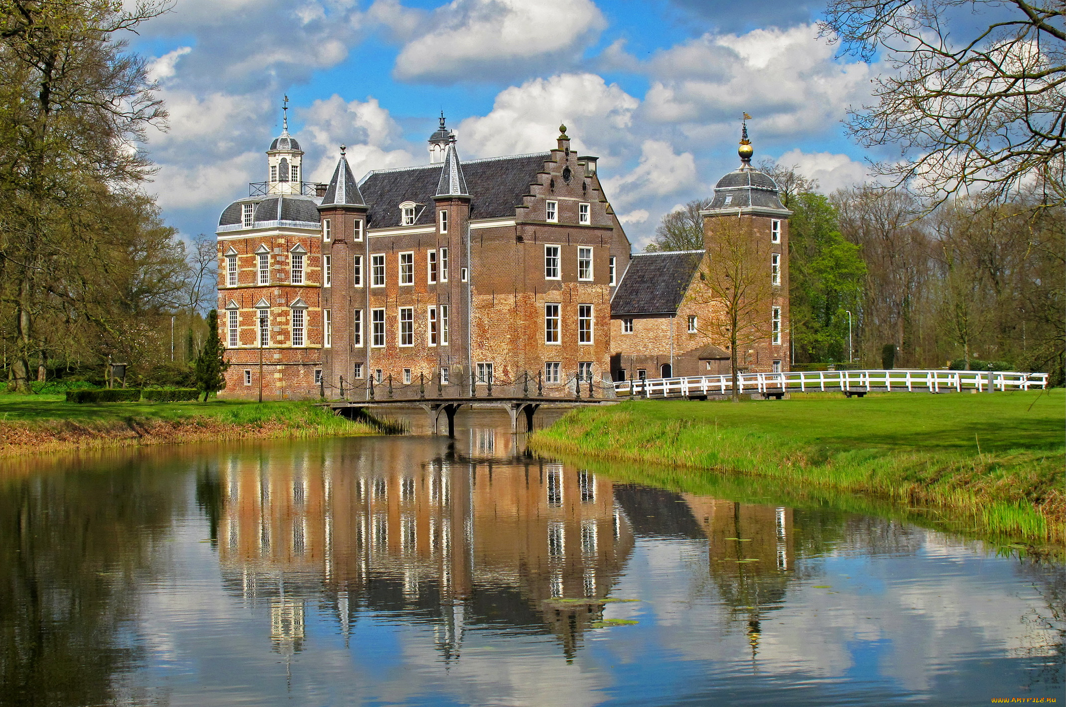 нидерланды, castle, ruurlo, города, дворцы, замки, крепости, водоем, замок