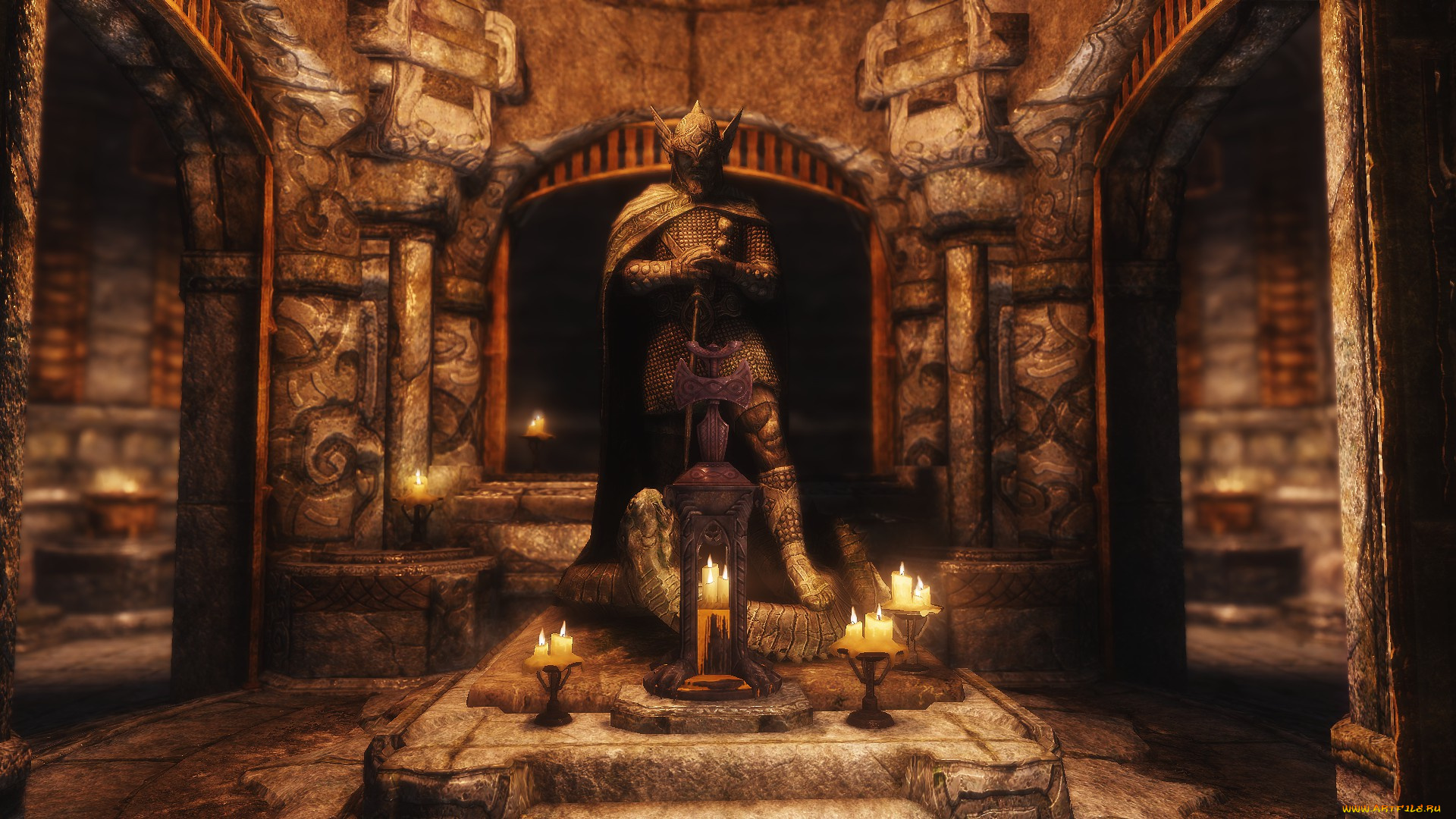 3д, графика, fantasy, фантазия, воин, дракон, доспехи, свечи