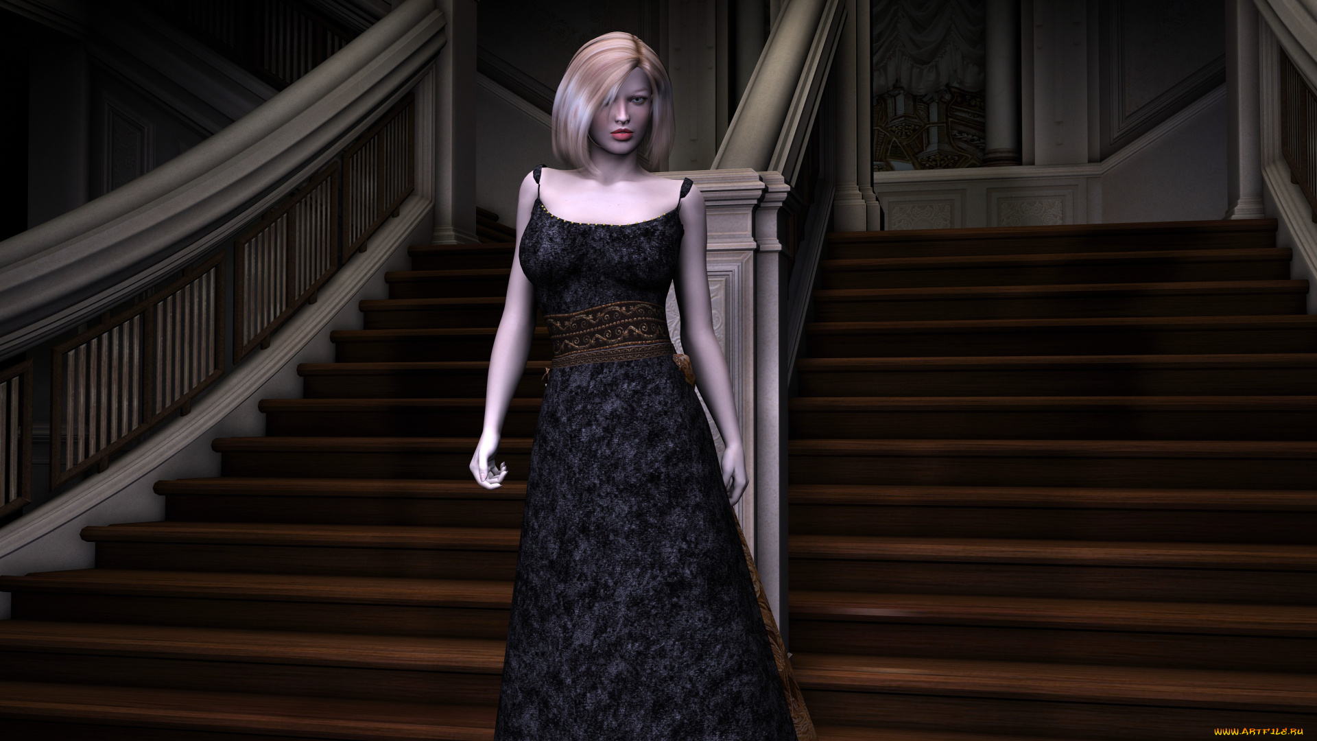 3д, графика, people, люди, платье, взгляд, девушка