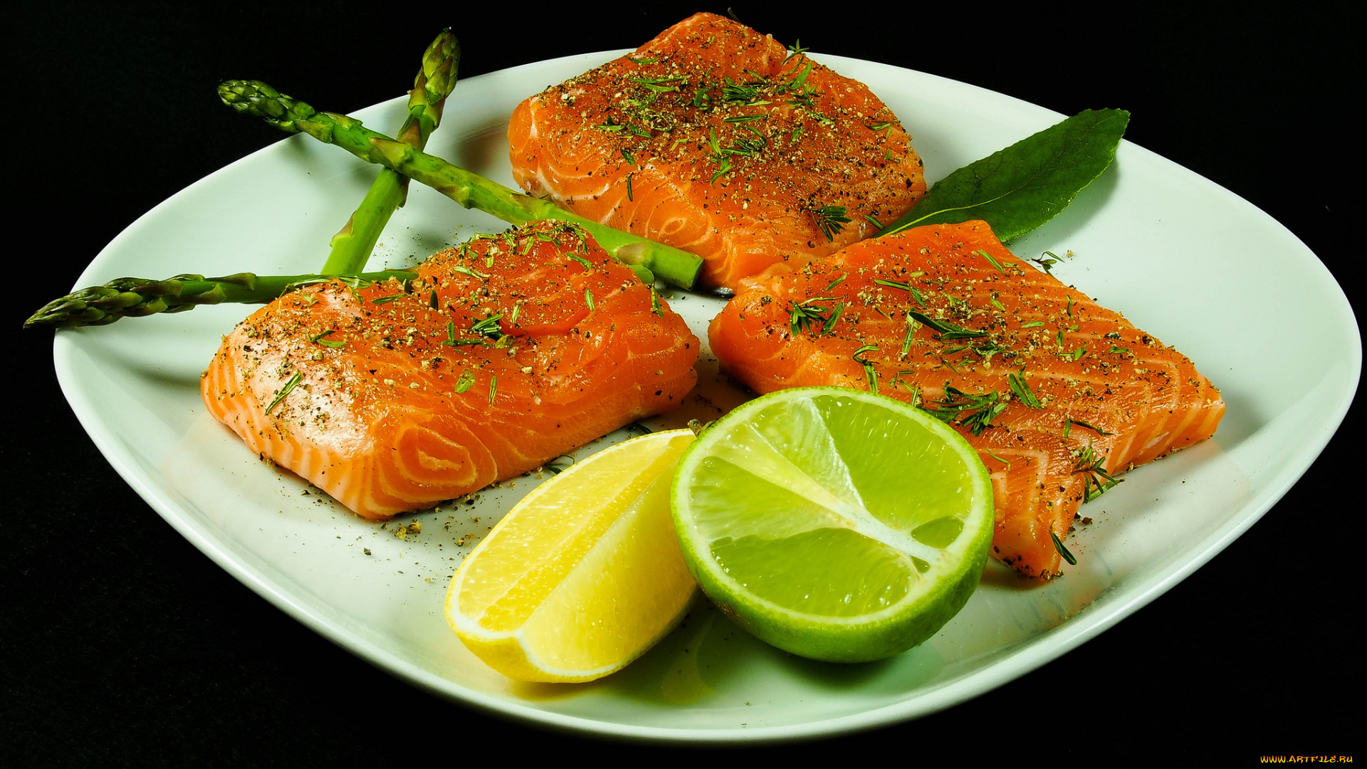 еда, рыба, морепродукты, суши, роллы, лайм, спаржа, лосось, лимон