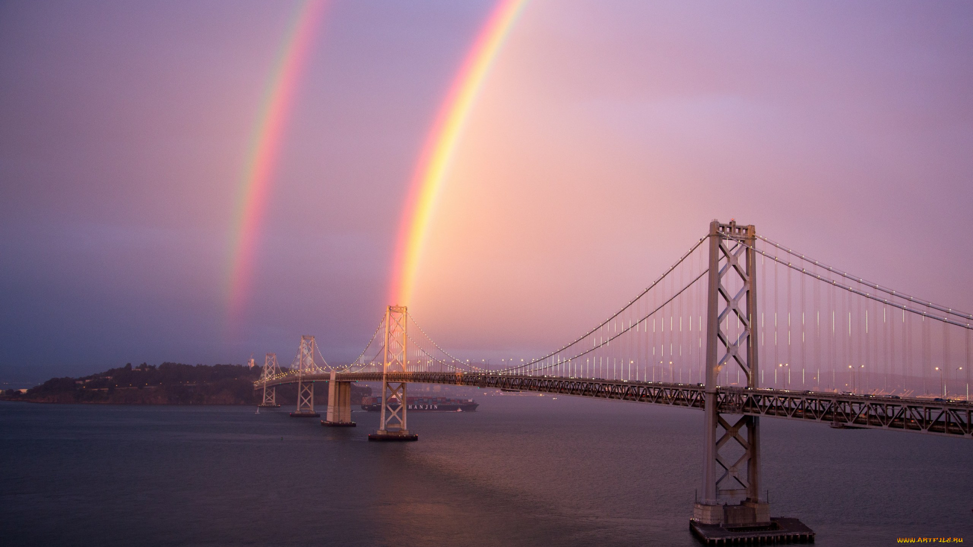 города, сан, франциско, сша, радуга, мост