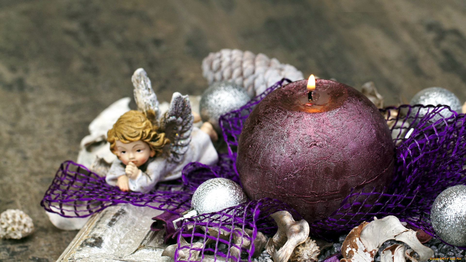 праздничные, новогодние, свечи, фигурка, ангел, свеча