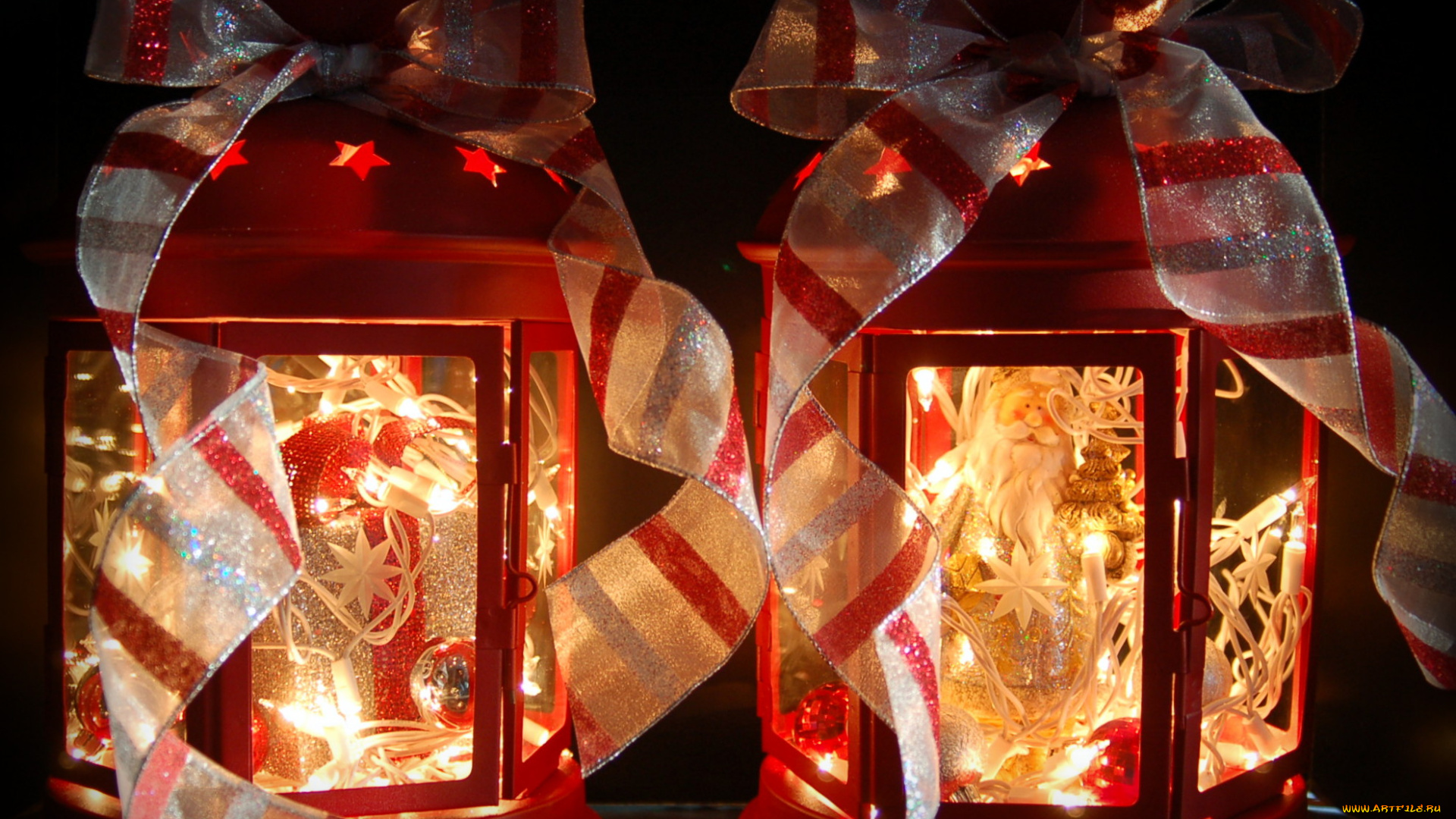 праздничные, новогодние, свечи, подсвечники, банты, ленты