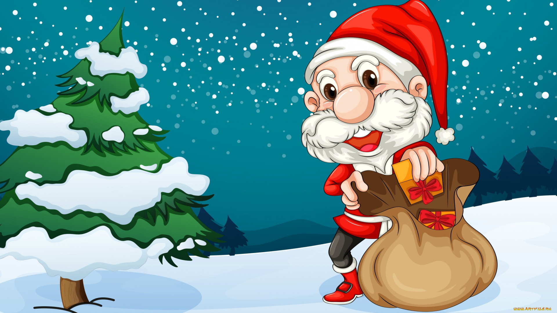 праздничные, векторная, графика, новый, год, santa, merry, christmas, year, new, holidays, claus, happy