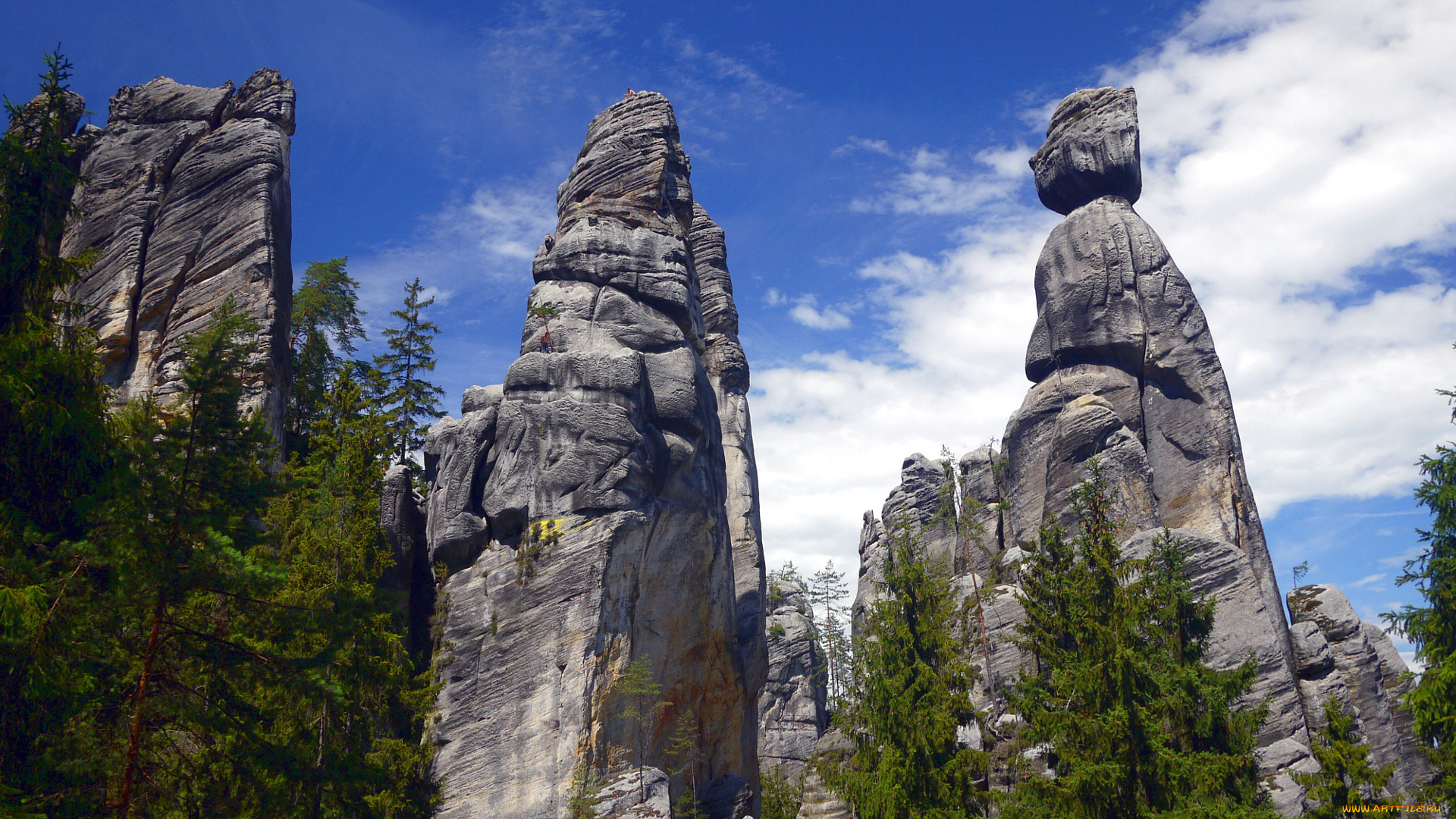 природа, горы, небо, скалы, деревья