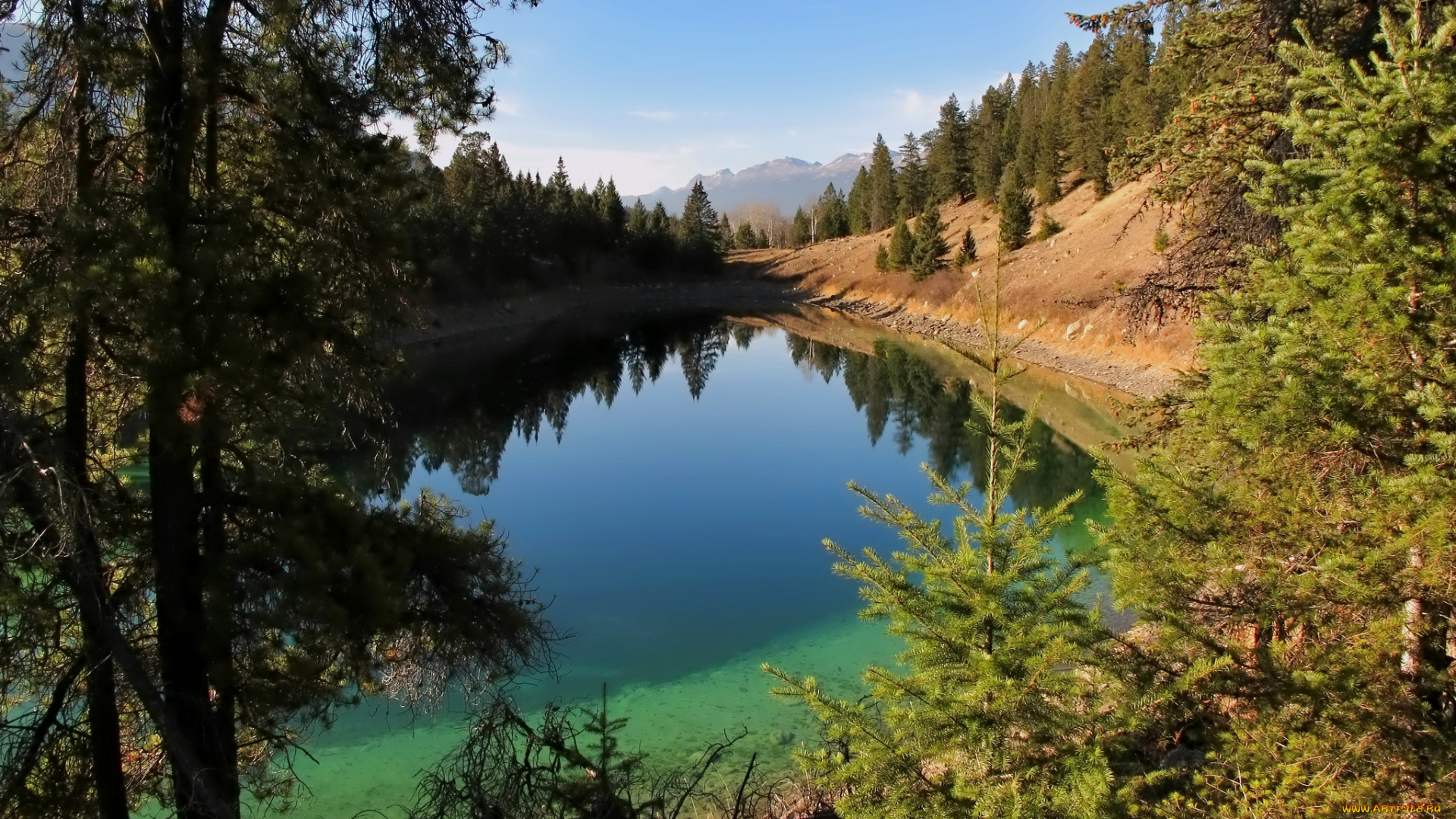 природа, реки, озера, озеро, котловина, лес, горы