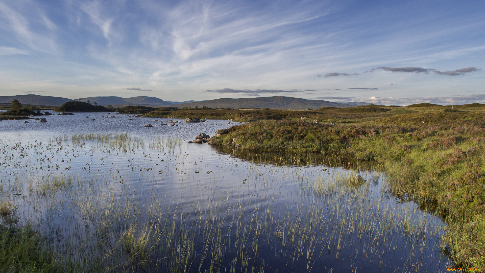 природа, реки, озера, река, трава, холмы, равнина, облака