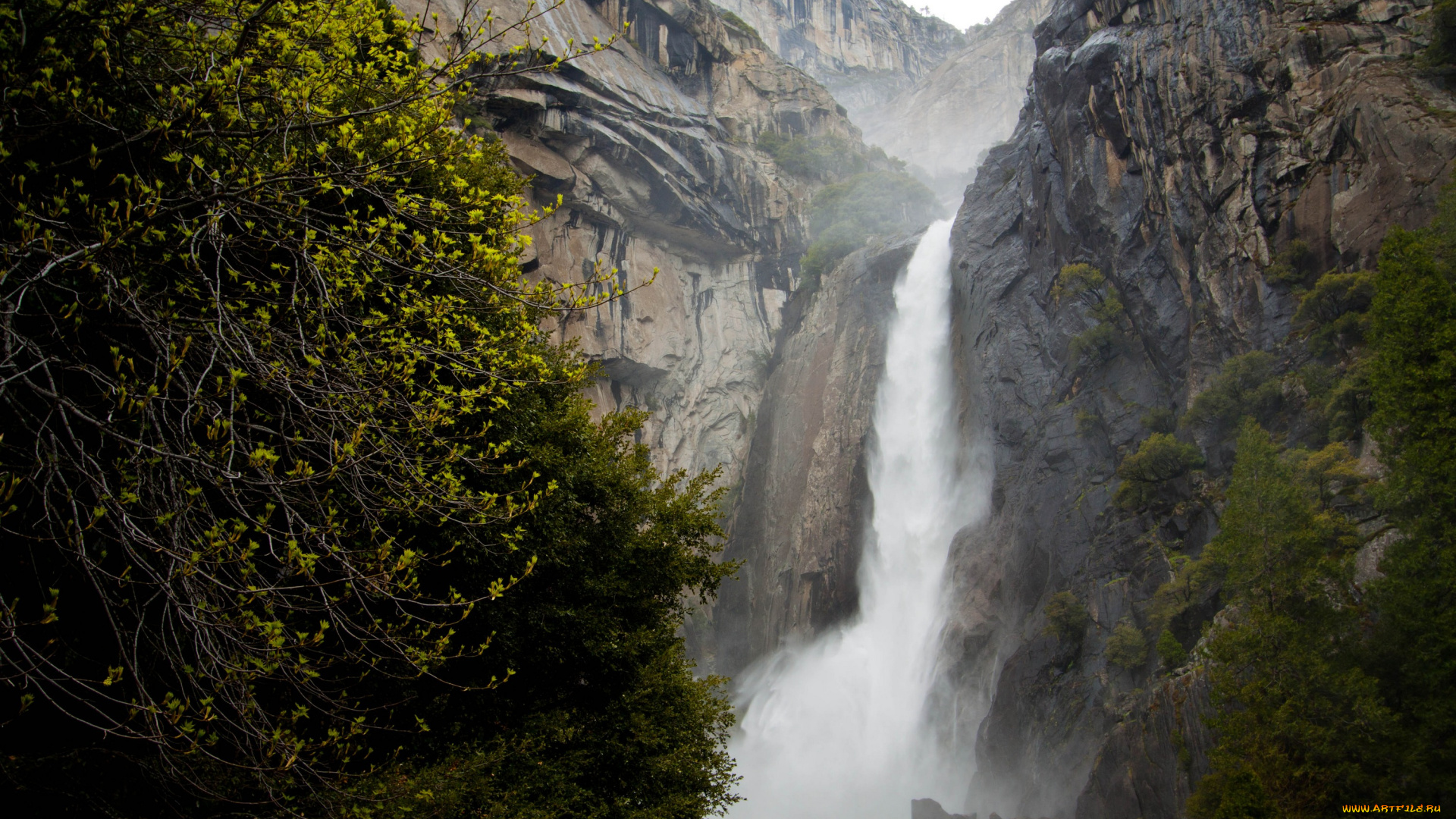 природа, водопады, поток, вода