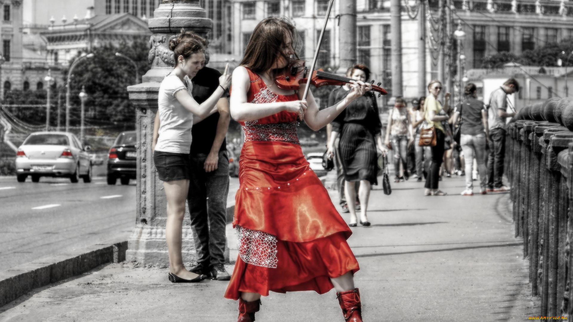 разное, люди, улица, игра, скрипка, девушка