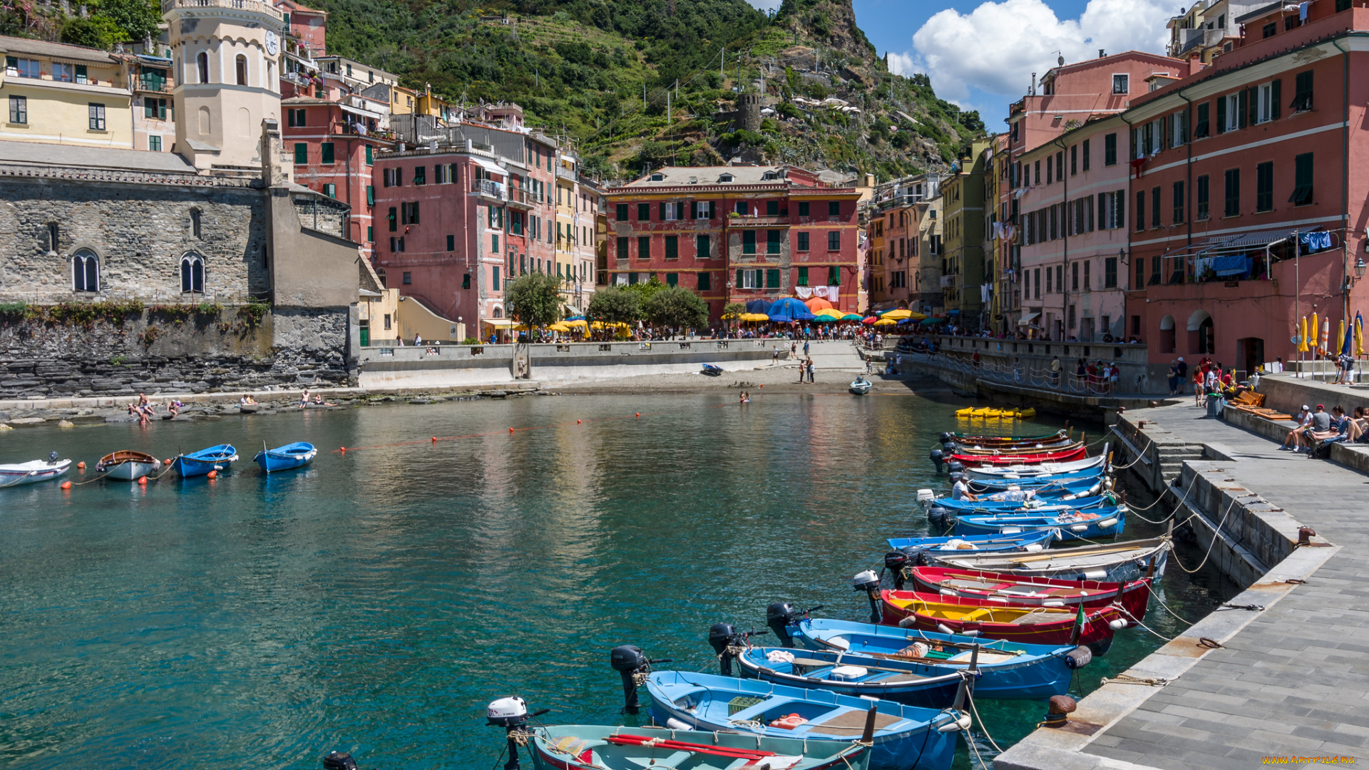 vernazza, italy, корабли, порты, причалы, набережная, город, моторные, лодки