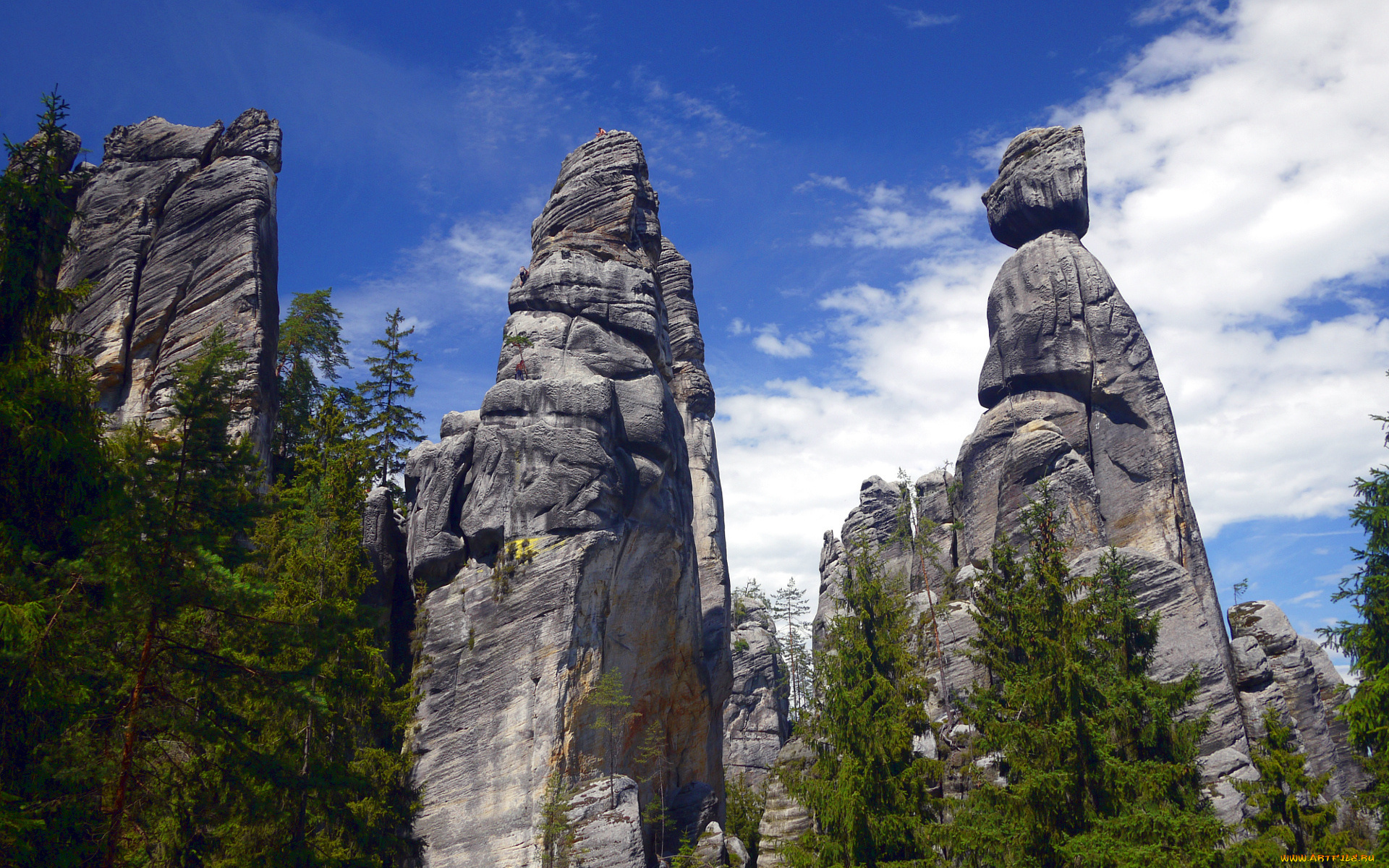 природа, горы, небо, скалы, деревья