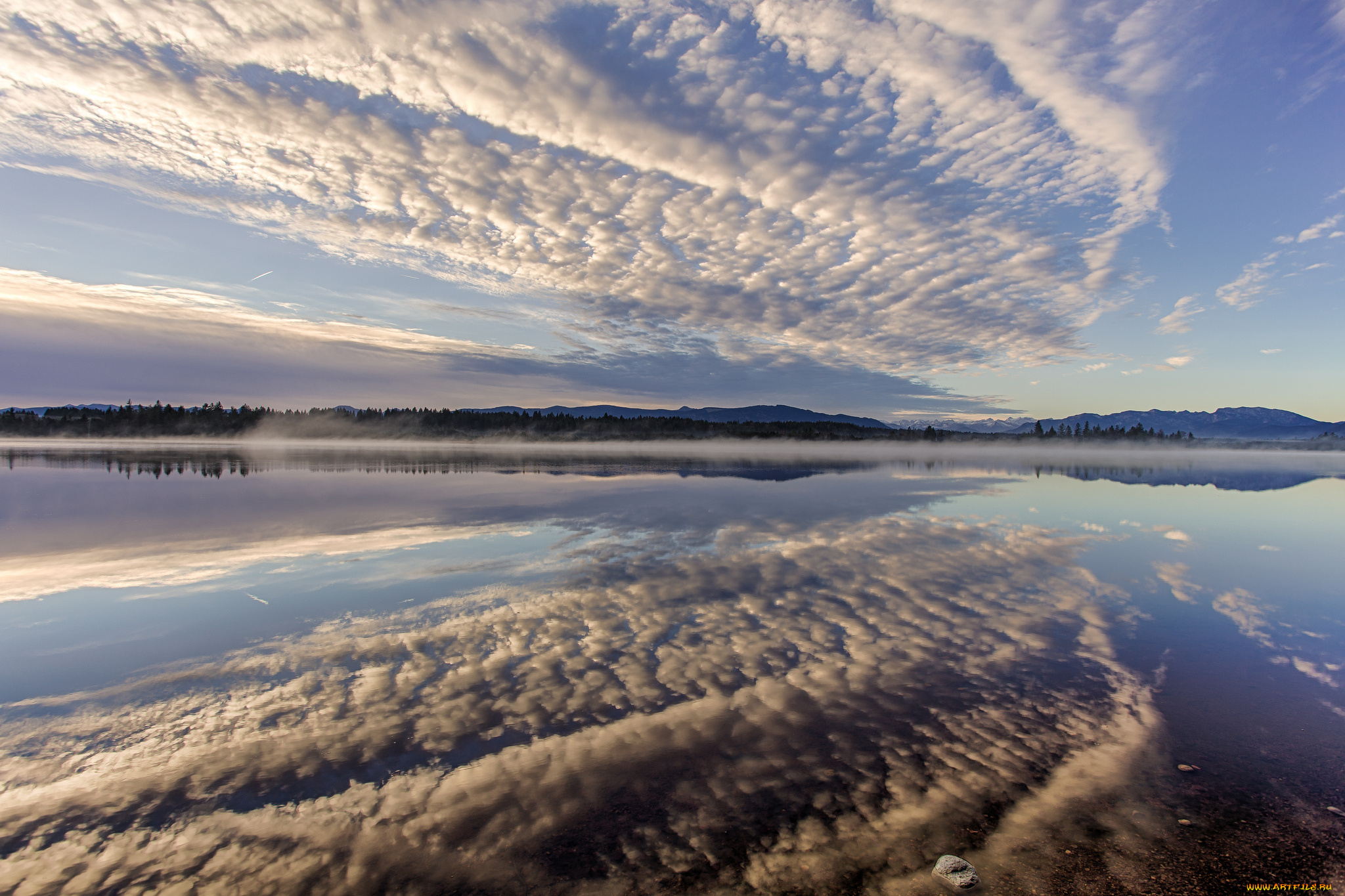 lake, kirchsee, bavaria, germany, природа, реки, озера, озеро, кирхзее, бавария, германия, облака, отражение