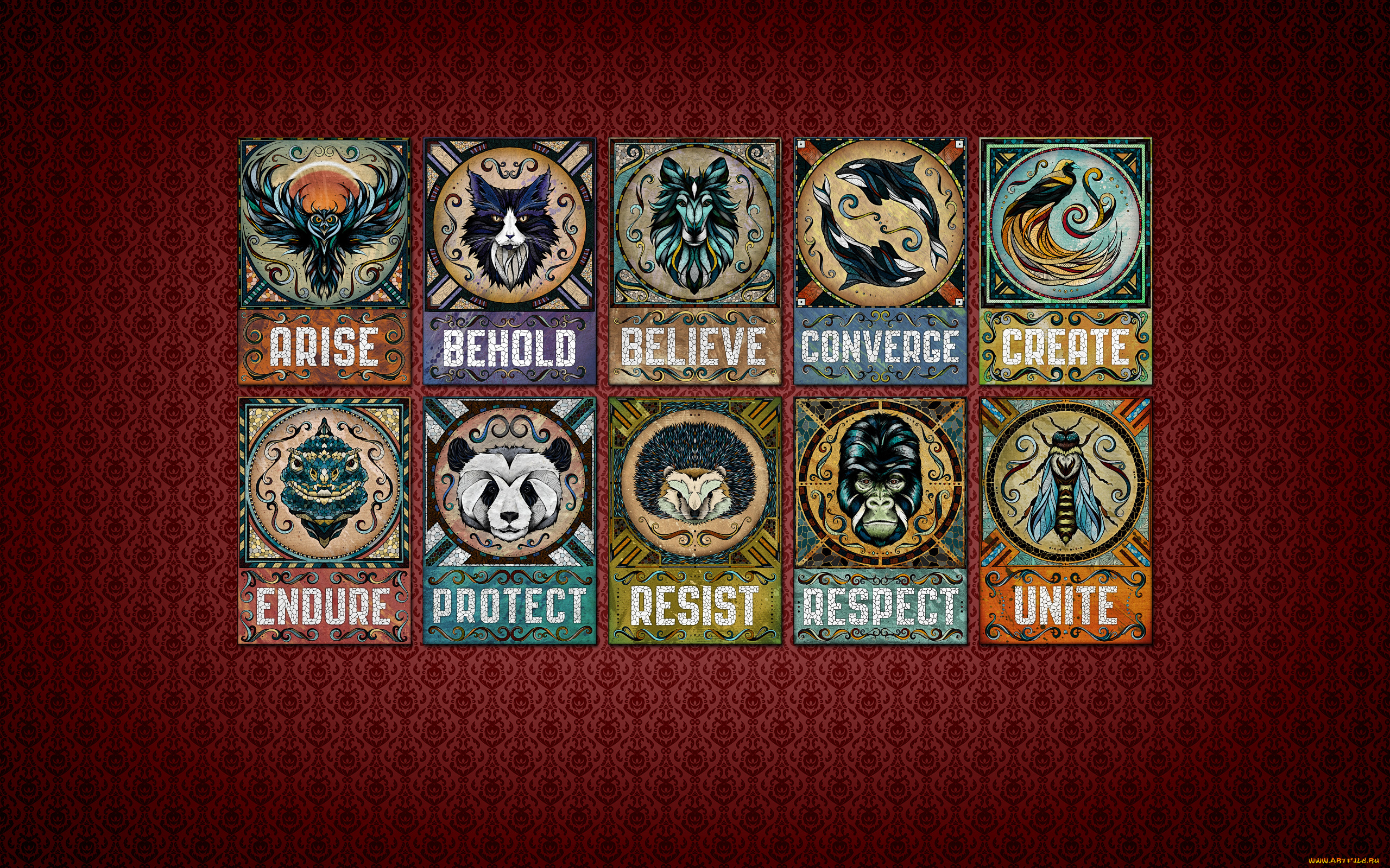 рисованные, минимализм, животные