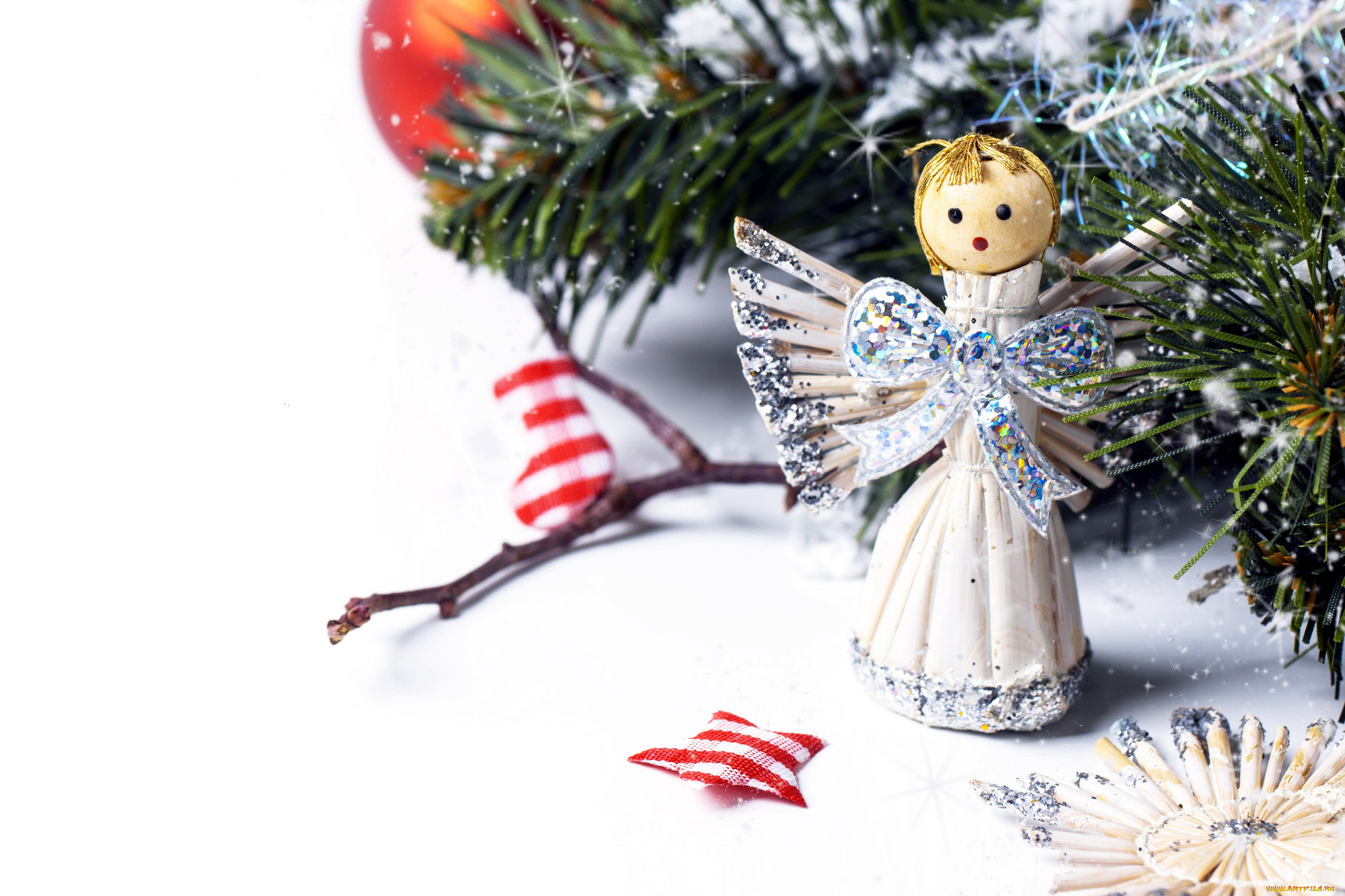 праздничные, фигурки, елка, ангел
