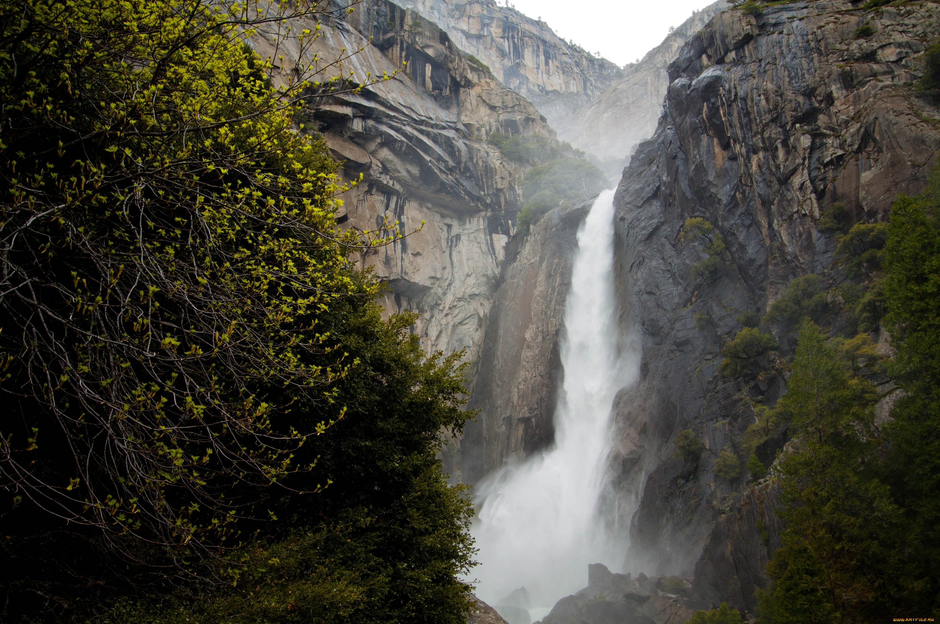 природа, водопады, поток, вода