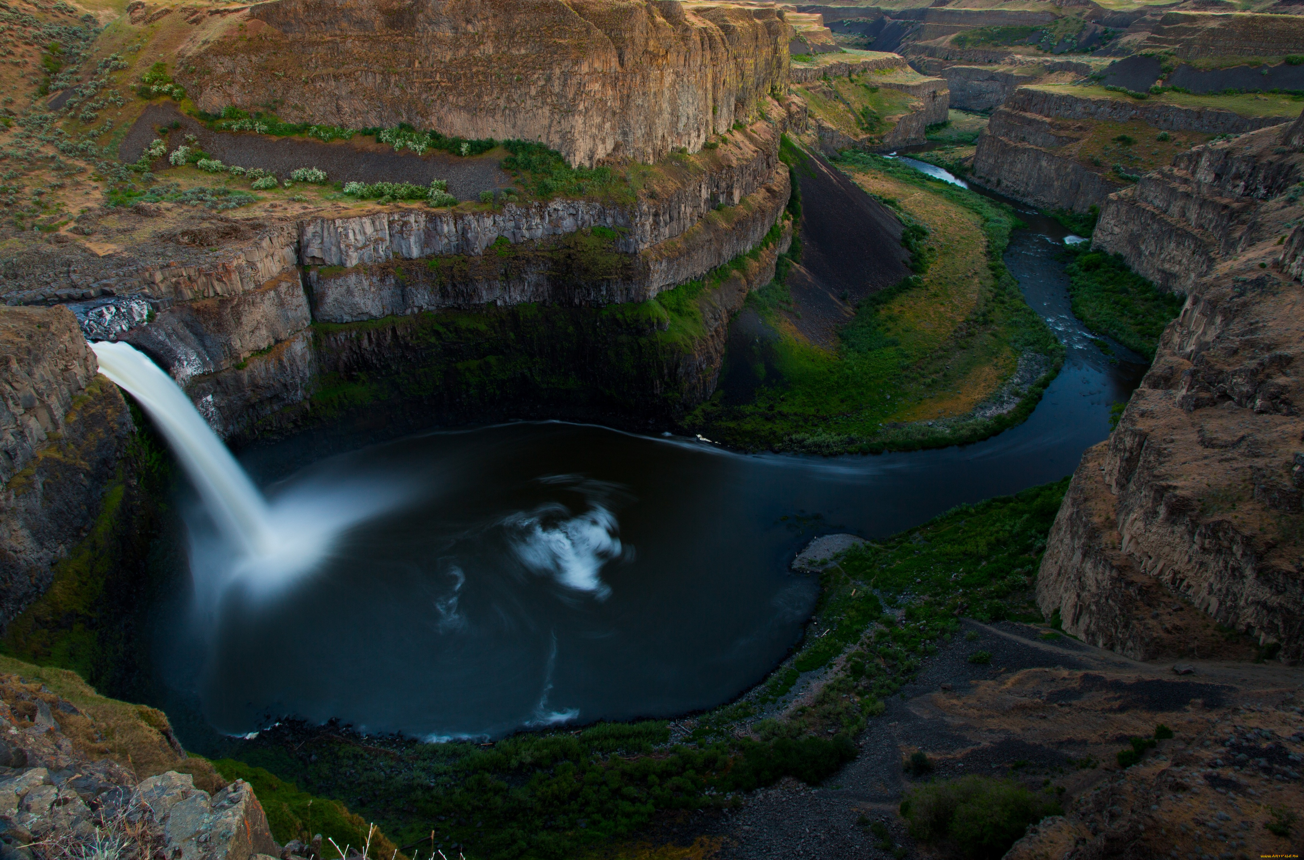 природа, водопады, вода, поток