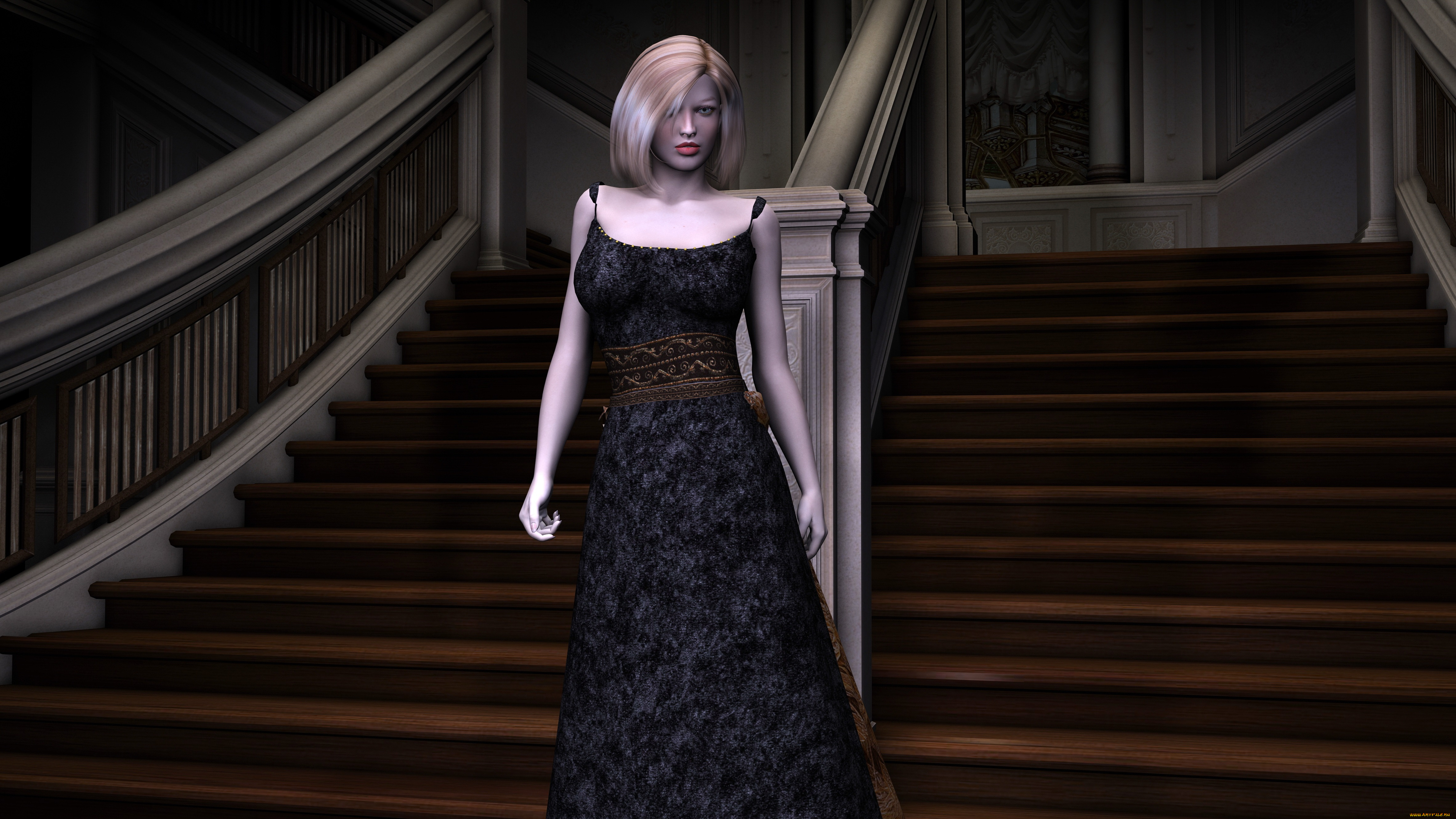 3д, графика, people, люди, платье, взгляд, девушка