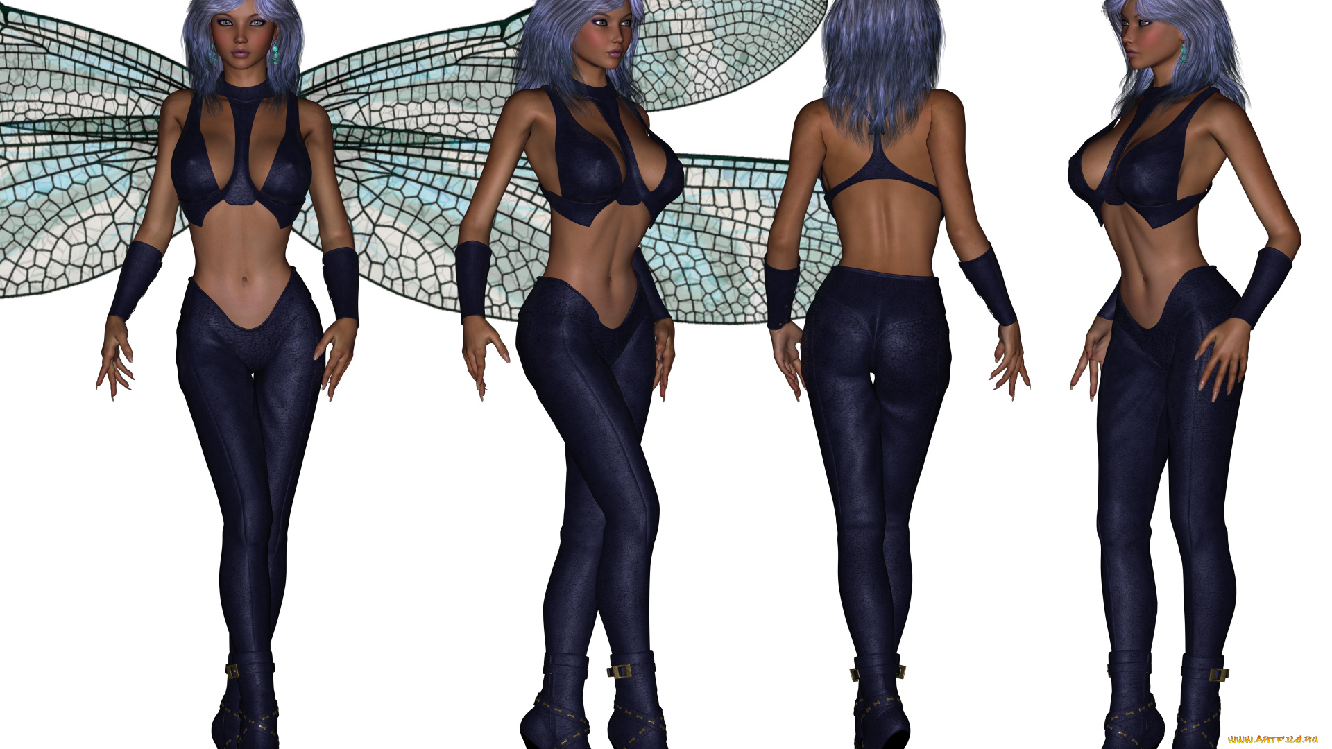 3д, графика, эльфы, , elves, взгляд, девушки, крылья, фон