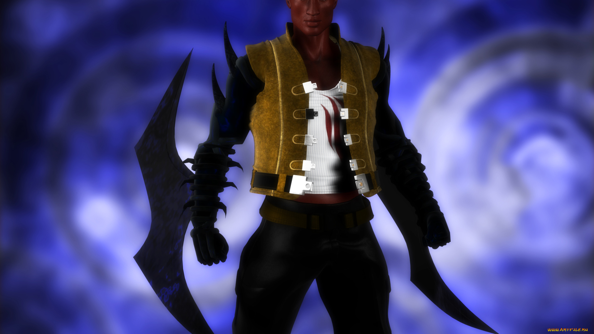 3д, графика, фантазия, , fantasy, мужчина, фон, взгляд, оружие