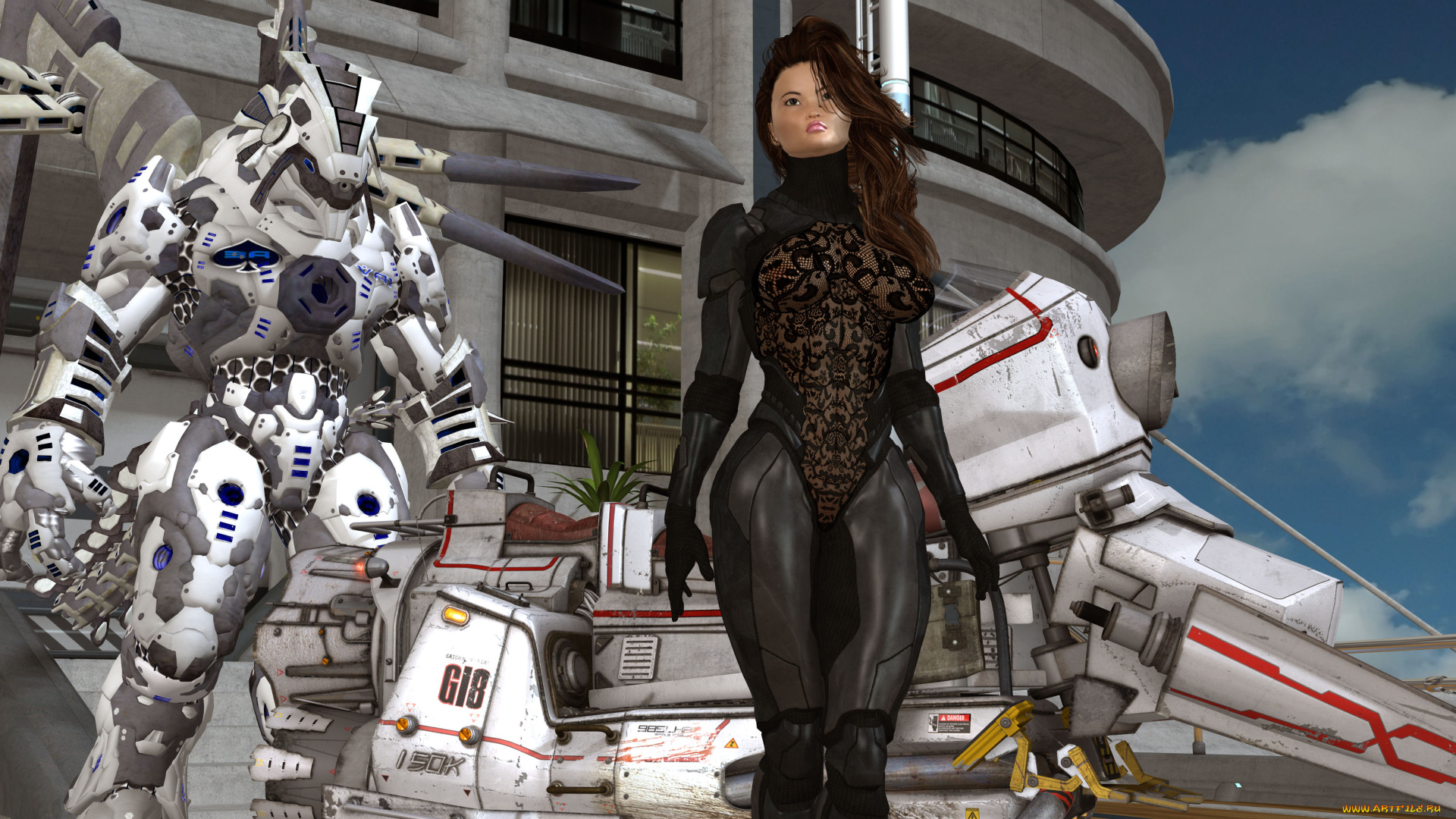 3д, графика, люди, , people, робот, фон, взгляд, девушка
