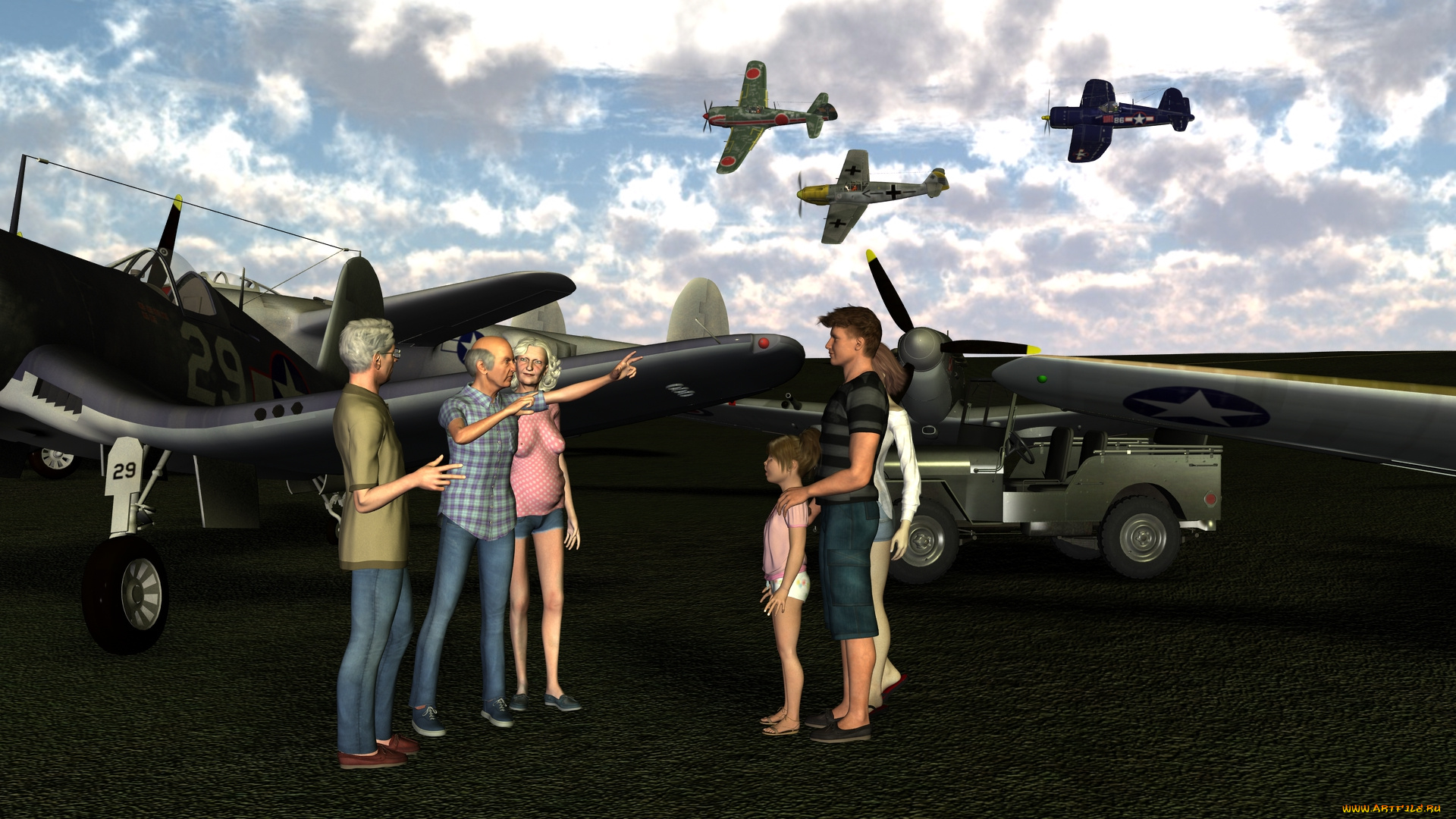 3д, графика, люди, , people, самолеты, люди