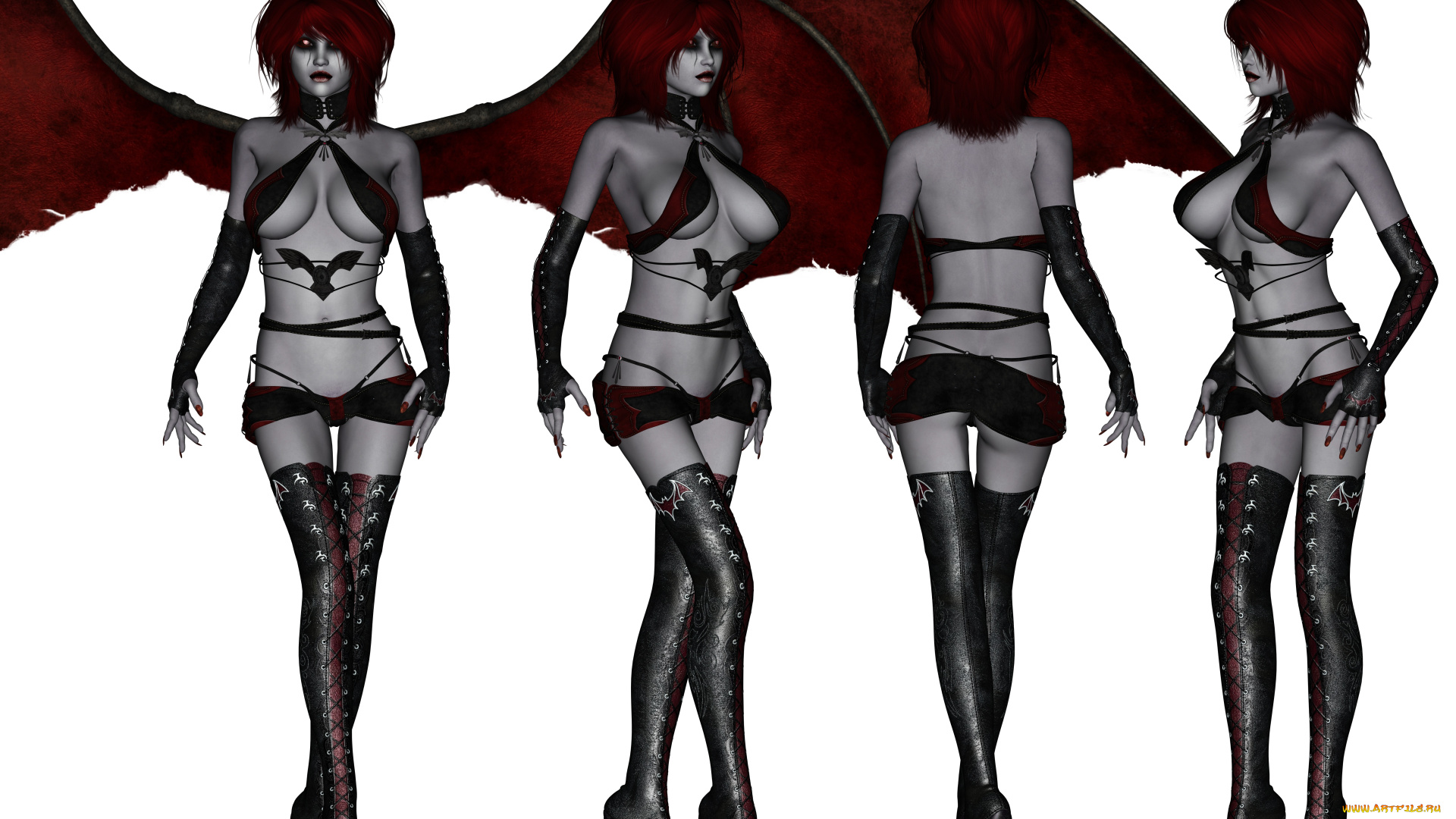 3д, графика, существа, , creatures, демон, фон, взгляд, девушка