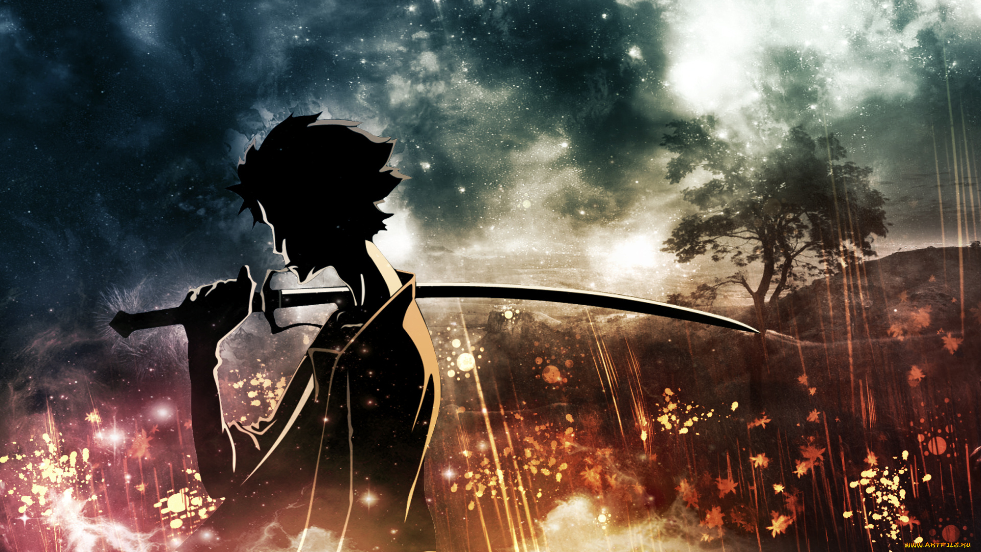 аниме, samurai, champloo, samurai, mugen, дерево, мужчина, меч