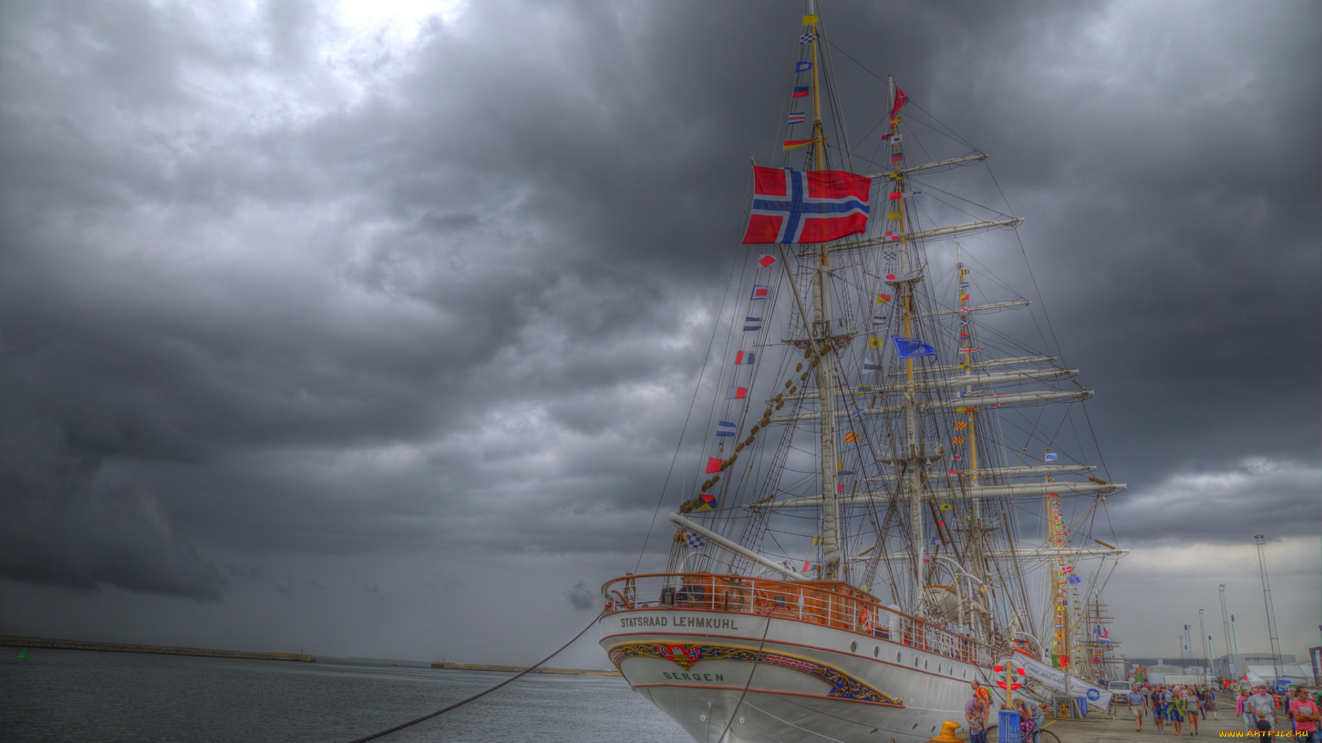 корабли, парусники, причал, корабль, мачты