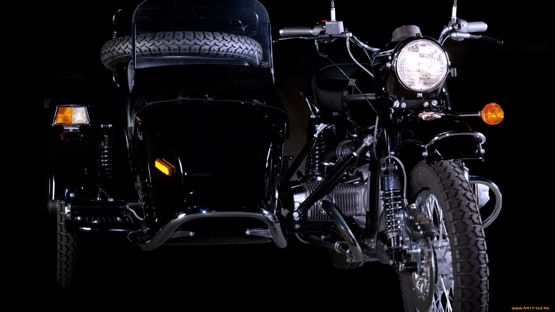 мотоциклы, мотоциклы, с, коляской, фара
