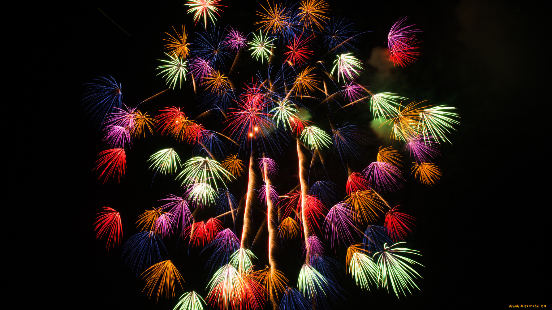разное, салюты, , фейерверки, ночь, огни, небо