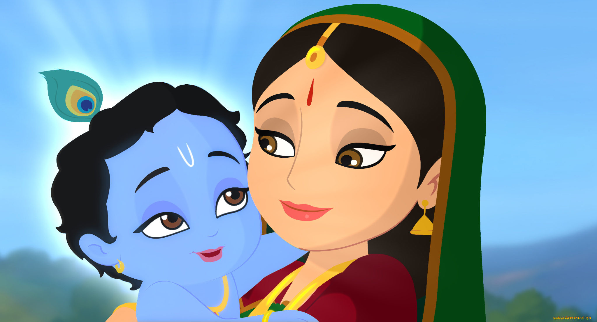 рисованное, дети, взгляд, фон, глаза, девушки