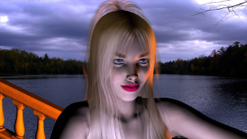 обоя 3д графика, портрет , portraits, девушка, взгляд, фон, улыбка