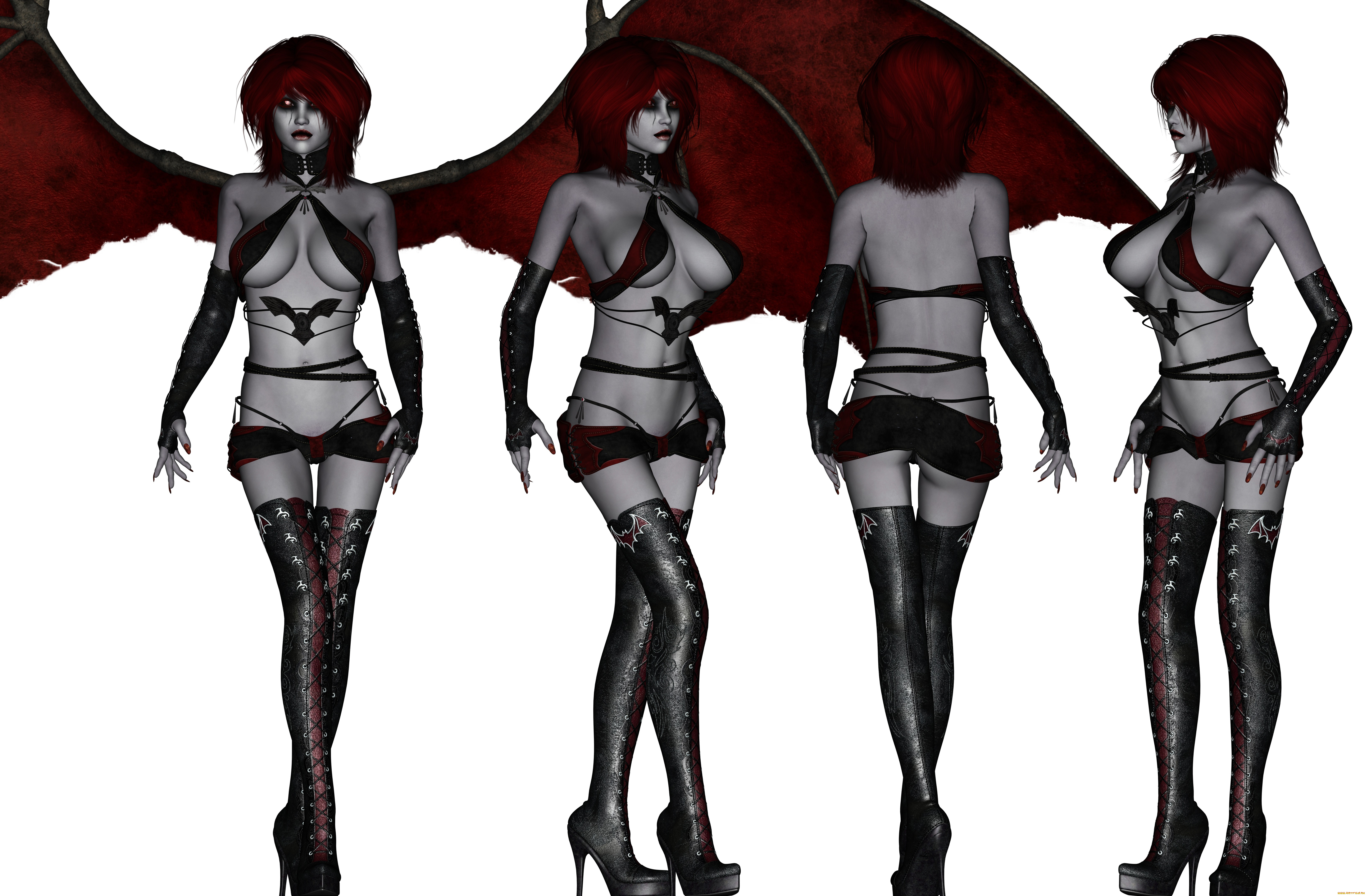 3д, графика, существа, , creatures, демон, фон, взгляд, девушка