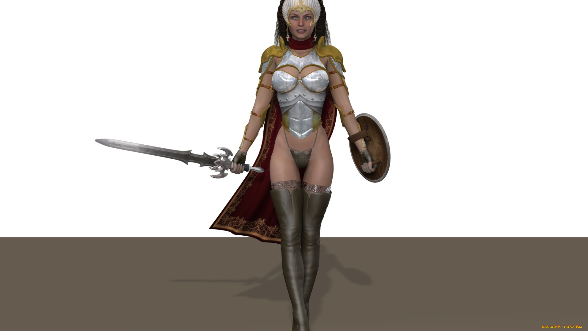 3д, графика, амазонки, , amazon, взгляд, фон, девушка, оружие