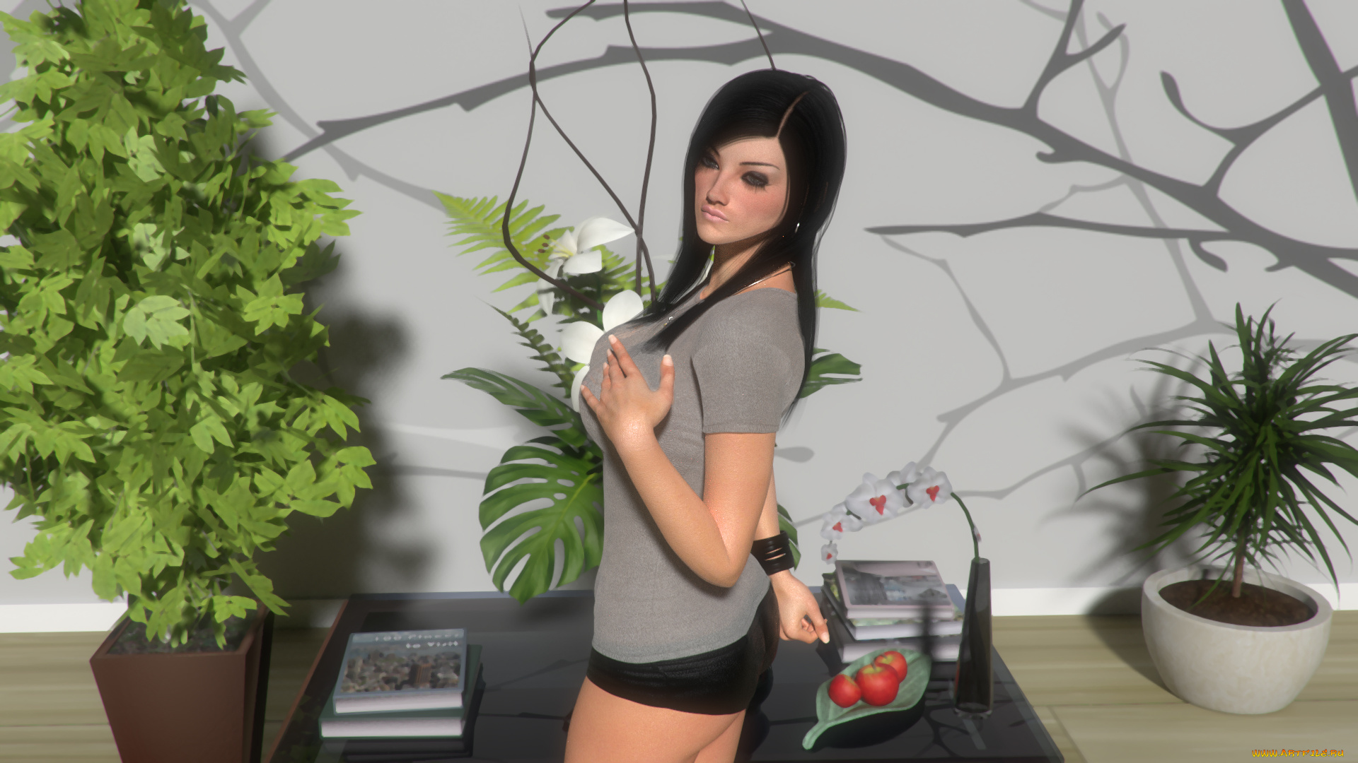 3д, графика, люди, , people, девушка, взгляд, фон