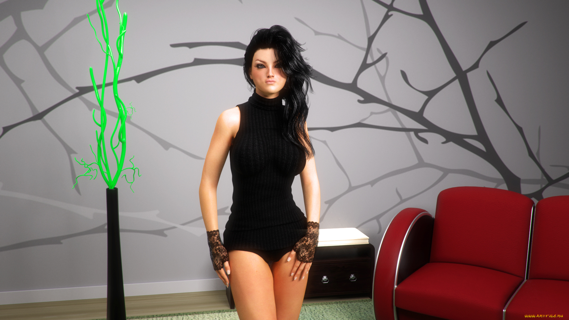 3д, графика, люди, , people, фон, взгляд, девушка, интерьер