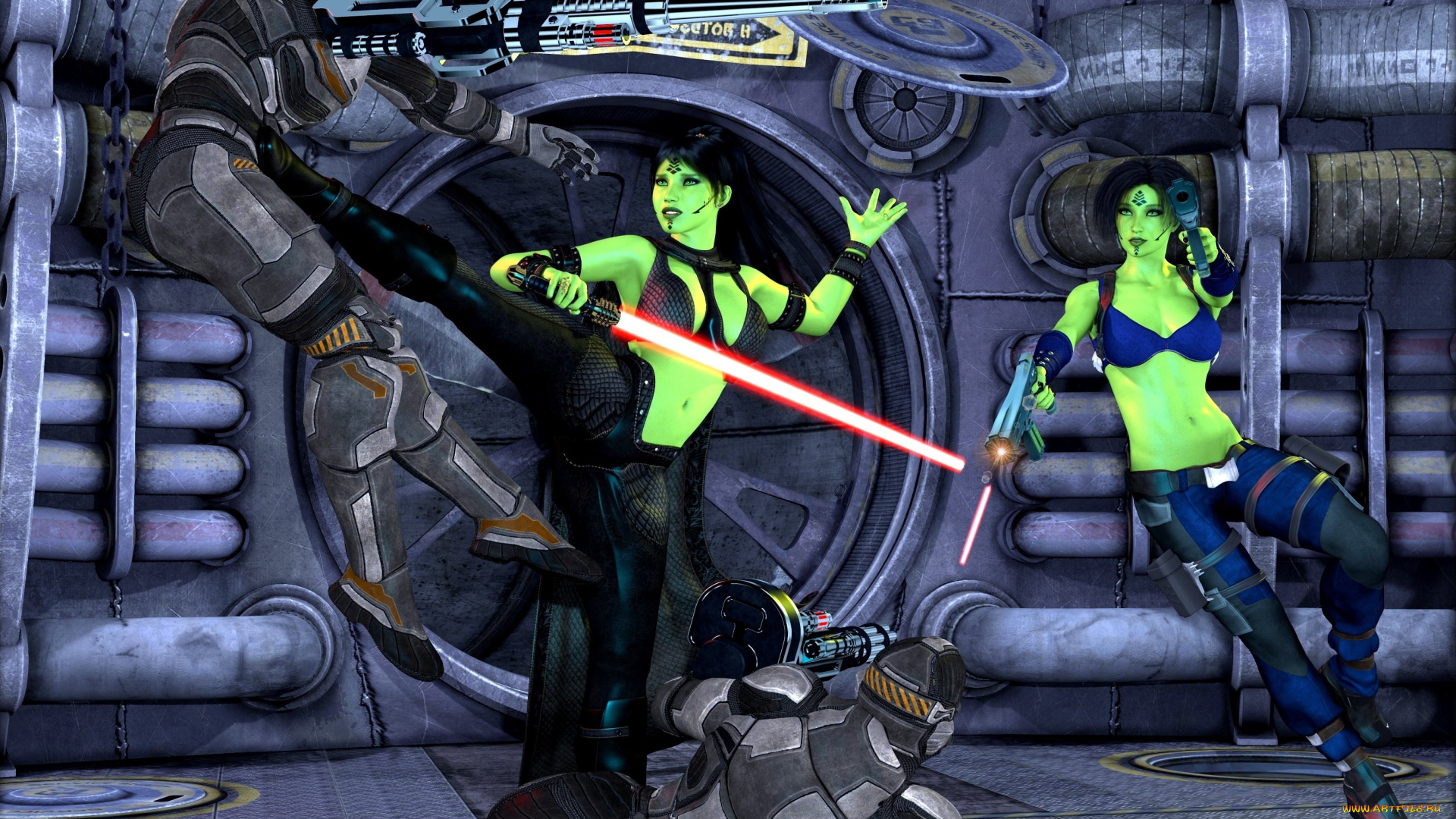 3д, графика, существа, , creatures, халки, взгляд, фон, оружие