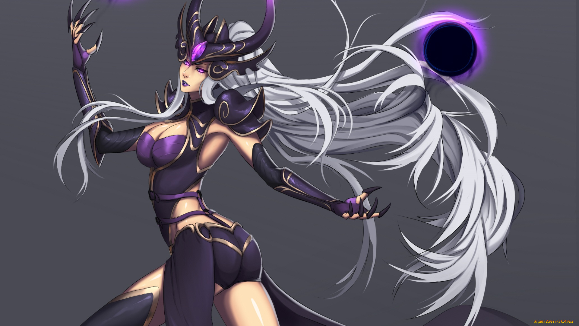 фэнтези, демоны, арт, фон, девушка, магия, syndra