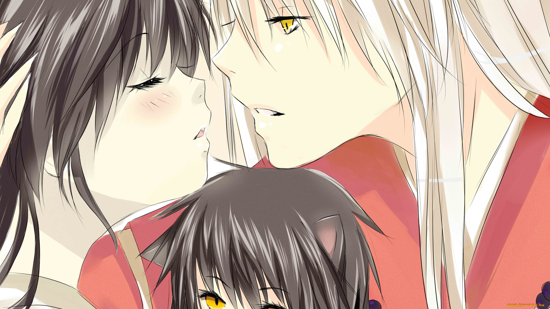 разное, арты, арт, семья, кагоме, инуяша, любовь