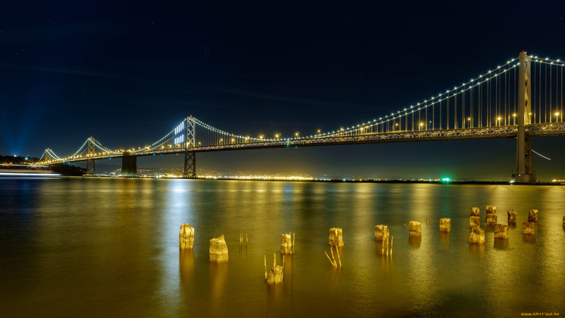 san, francisco, города, сан-франциско, , сша, ночь, мост, огни