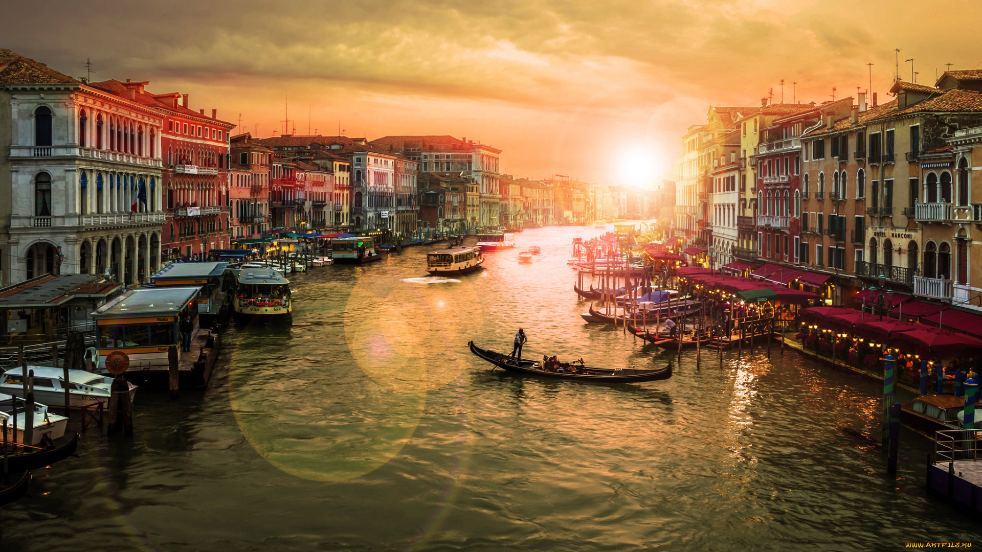 venice, города, венеция, , италия, канал, рассвет, гондола