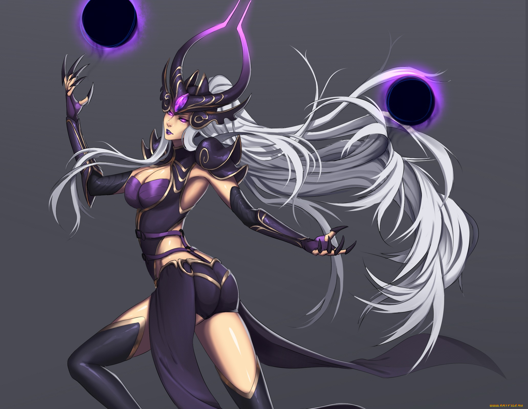 фэнтези, демоны, арт, фон, девушка, магия, syndra