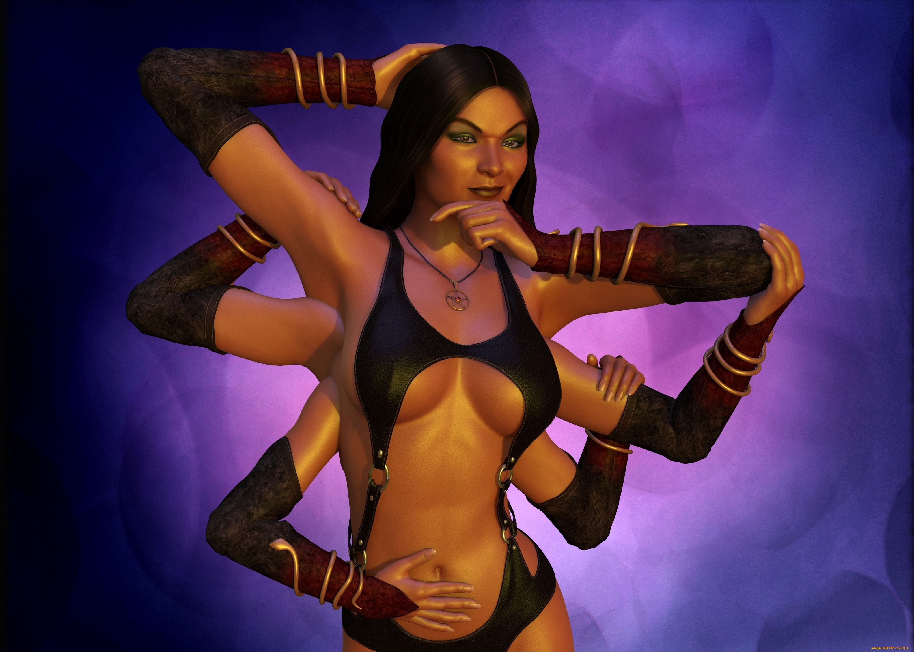 3д, графика, существа, , creatures, девушка, руки, фон, взгляд