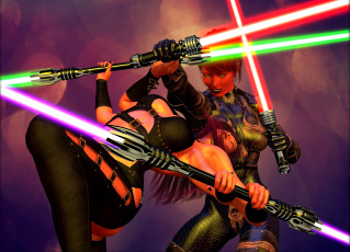 Картинка 3д+графика фантазия+ fantasy девушки взгляд фон оружие